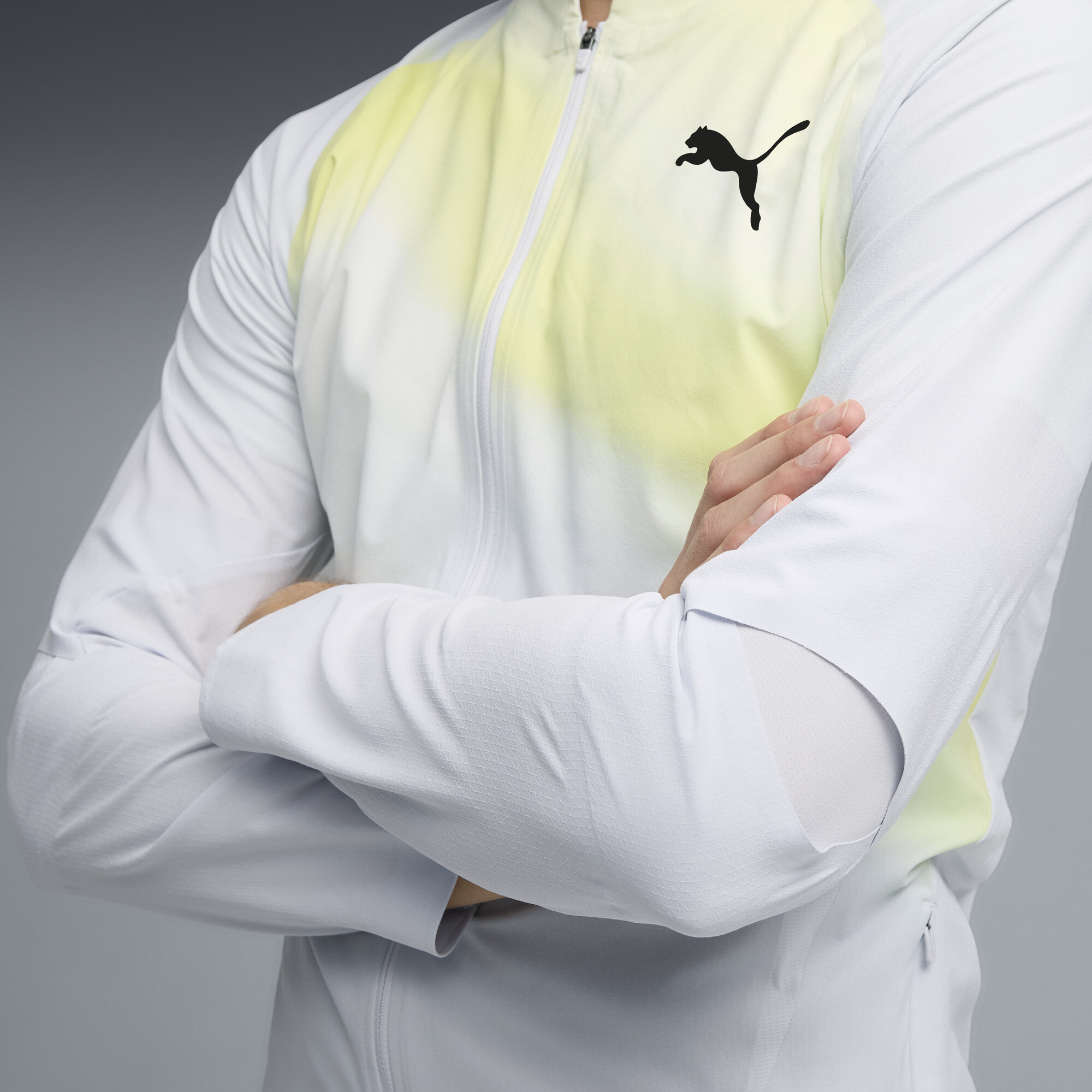 PUMA Lightspeed ULTRAWEAVE grafisch hardloopjack voor Heren, Zilver, Maat L thumbnail 7