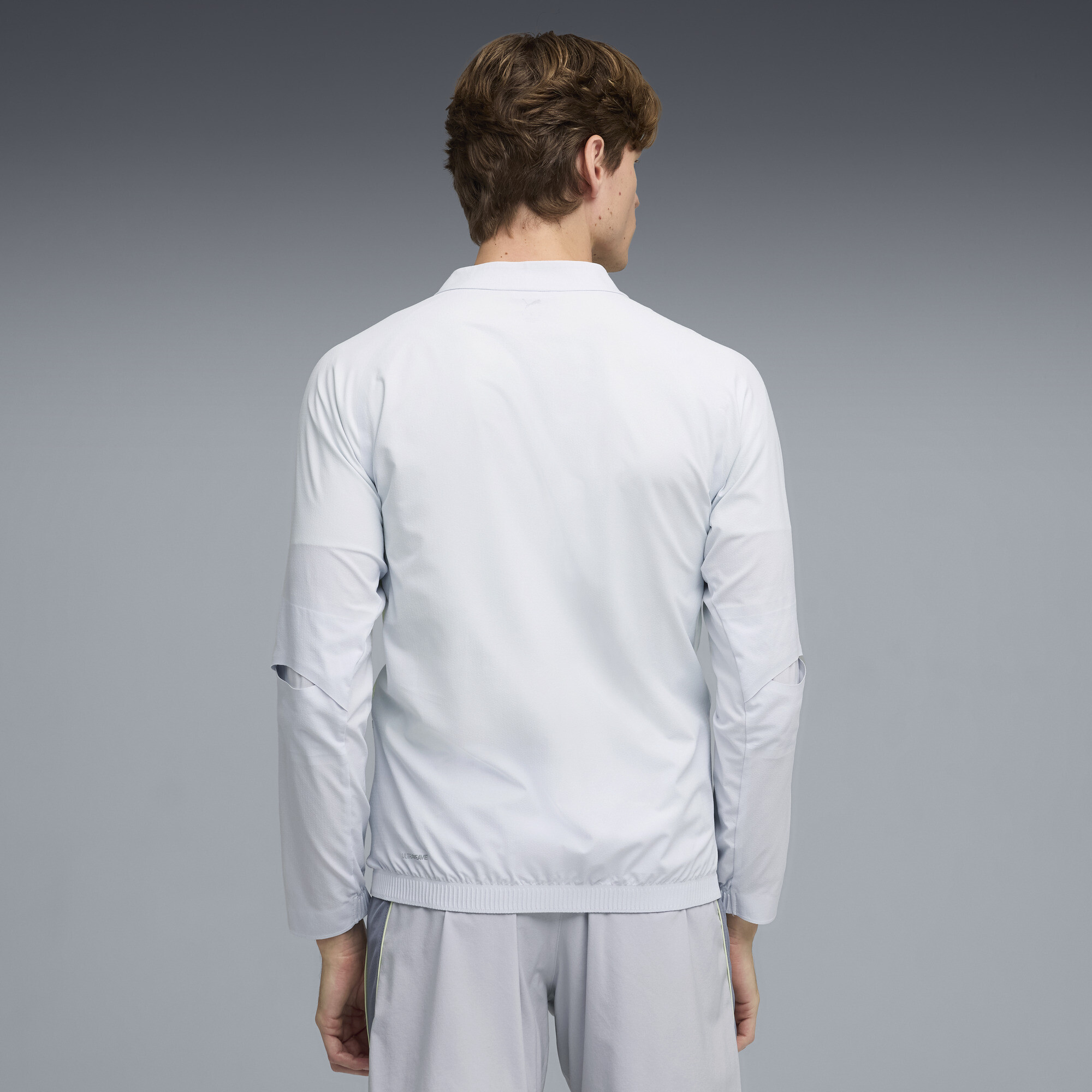 PUMA Lightspeed ULTRAWEAVE grafisch hardloopjack voor Heren, Zilver, Maat L thumbnail 5