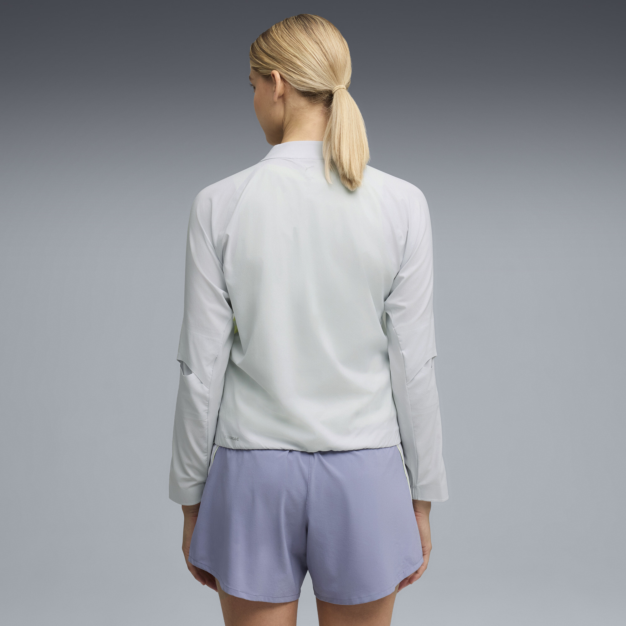 PUMA Lightspeed ULTRAWEAVE grafisch hardloopjack voor Dames, Zilver, Maat XXL thumbnail 5