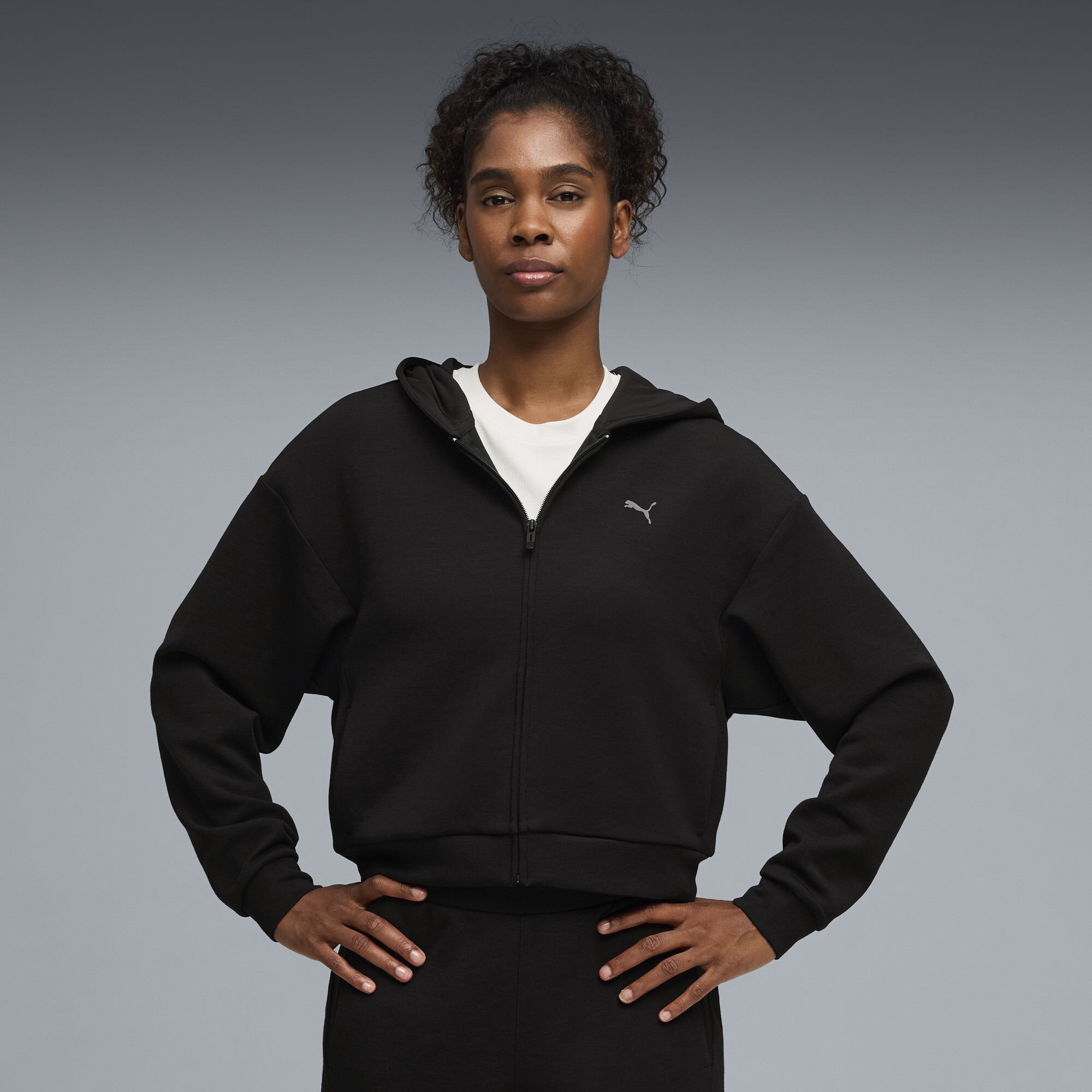 PUMA Cloudspun Ultra Soft Women's Zip-Up Training Hoodie in Black, Size L