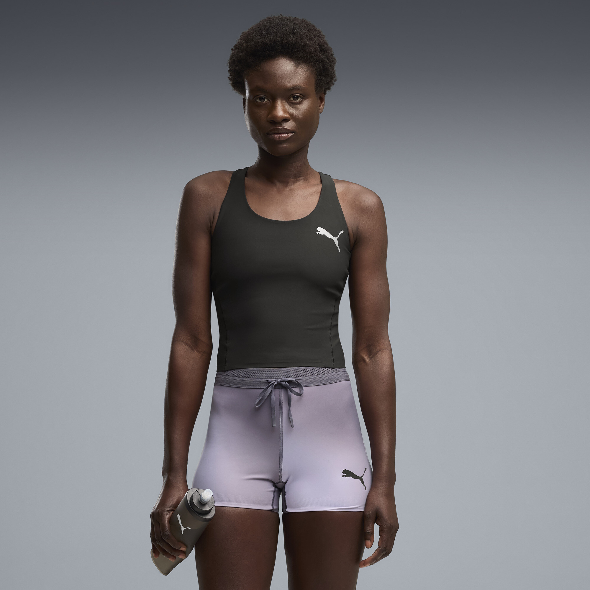 PUMA Lightspeed Women's Printed Running Crop Top in Black, Size L
