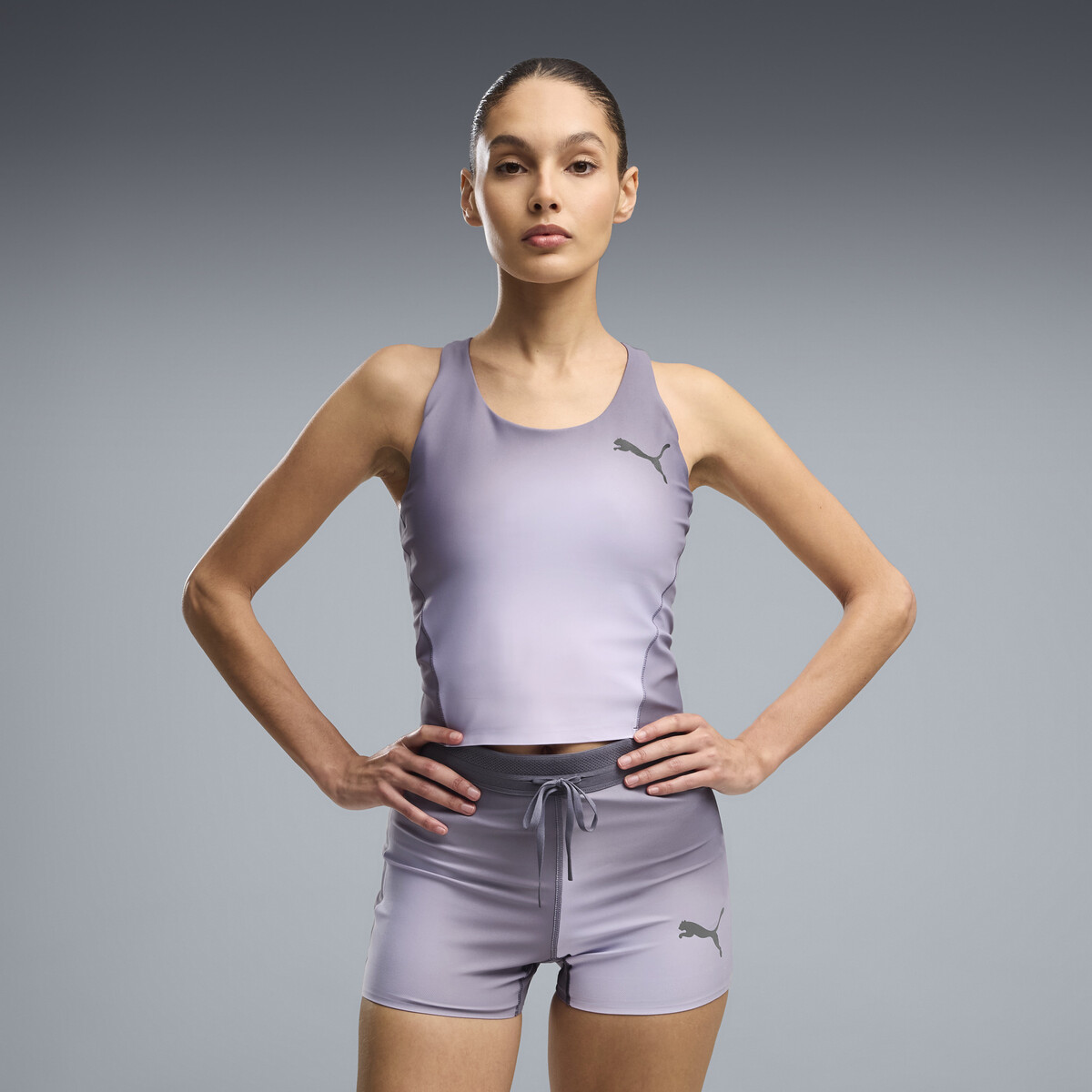 Lightspeed Printed Running Crop Top Women in Inky Depths by PUMA, XL