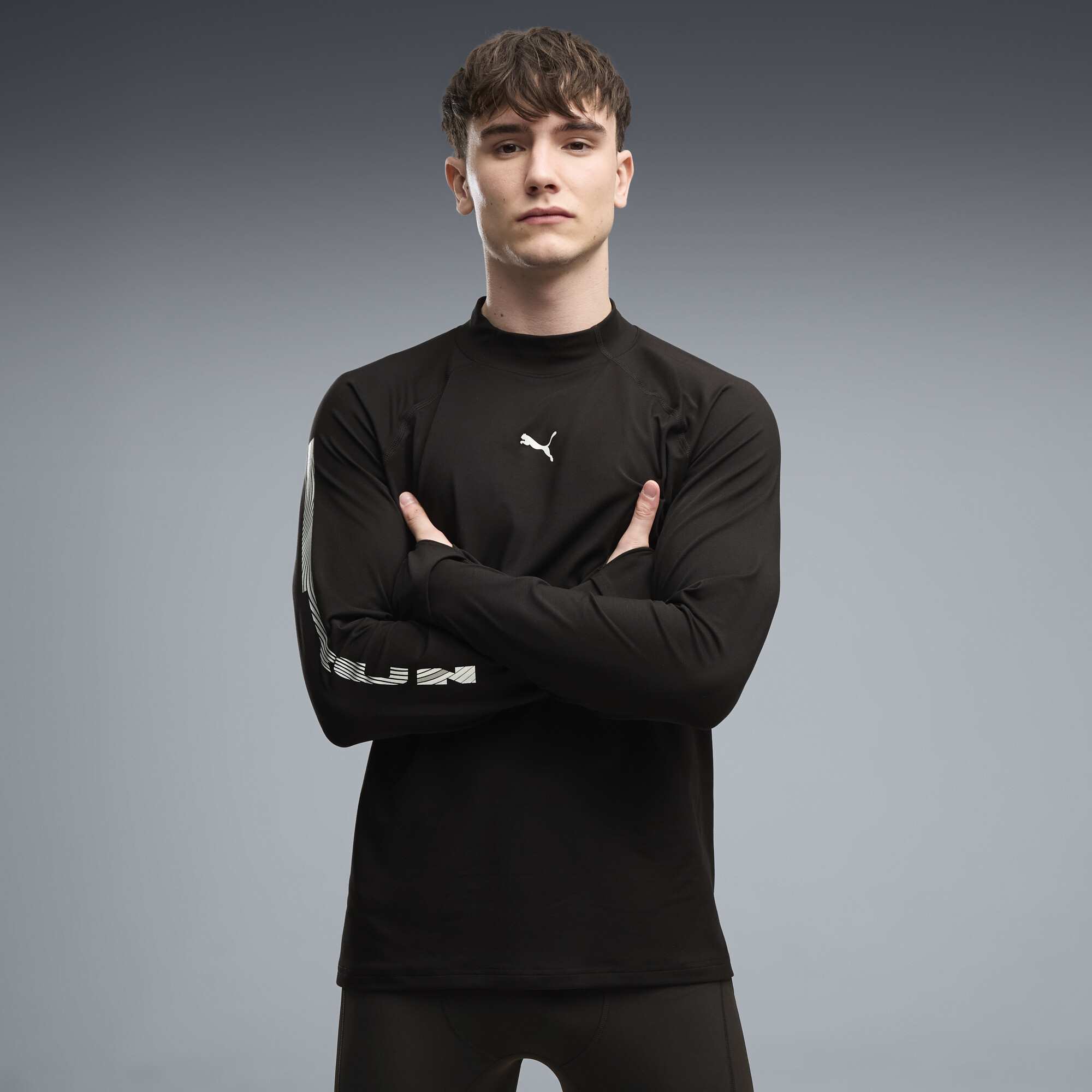 PUMA Brightstride CLOUDSPUN Ultra Soft Men's Long Sleeve Running T-Shirt in Black, Size L