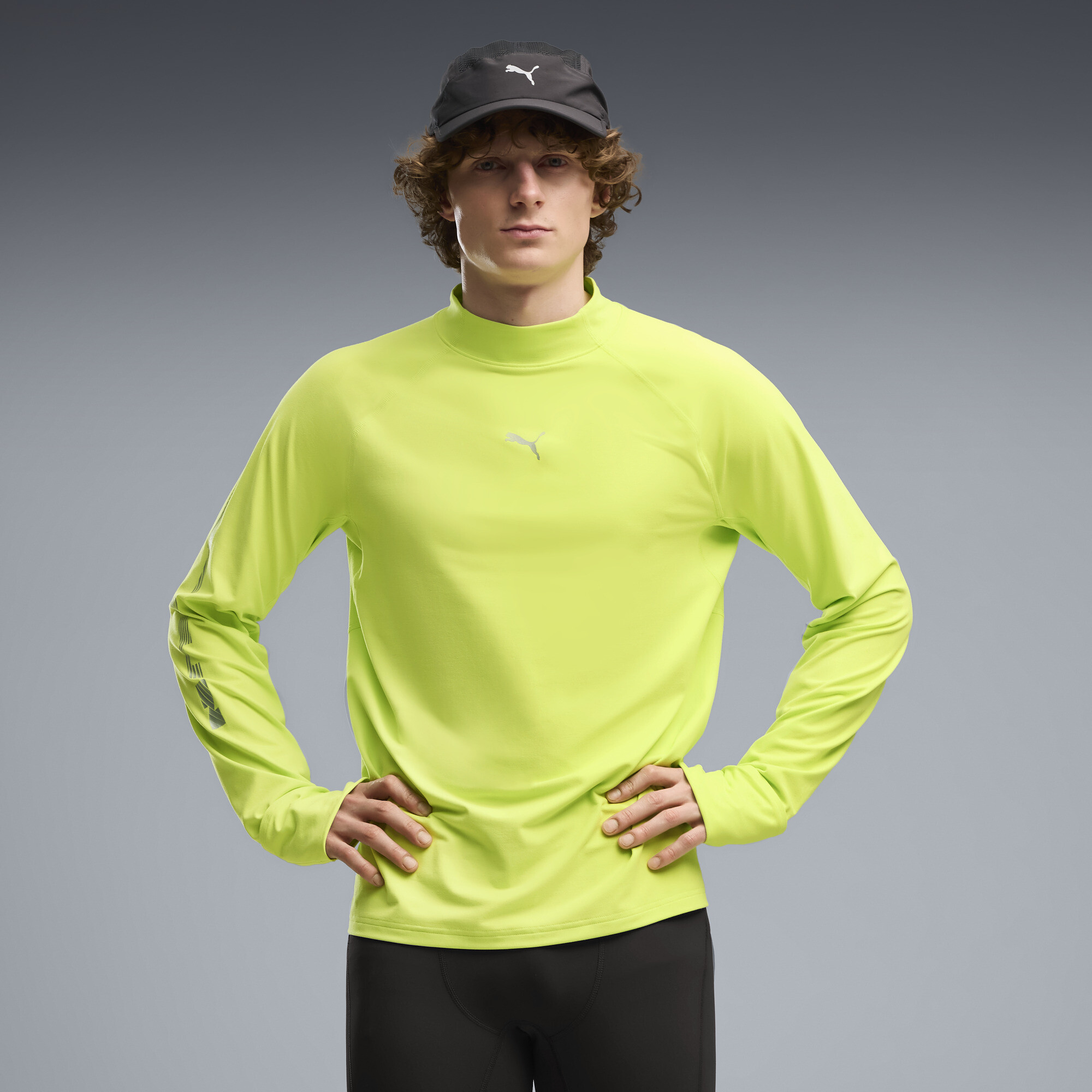 PUMA Brightstride CLOUDSPUN Ultra Soft Men's Long Sleeve Running T-Shirt in Green, Size XL