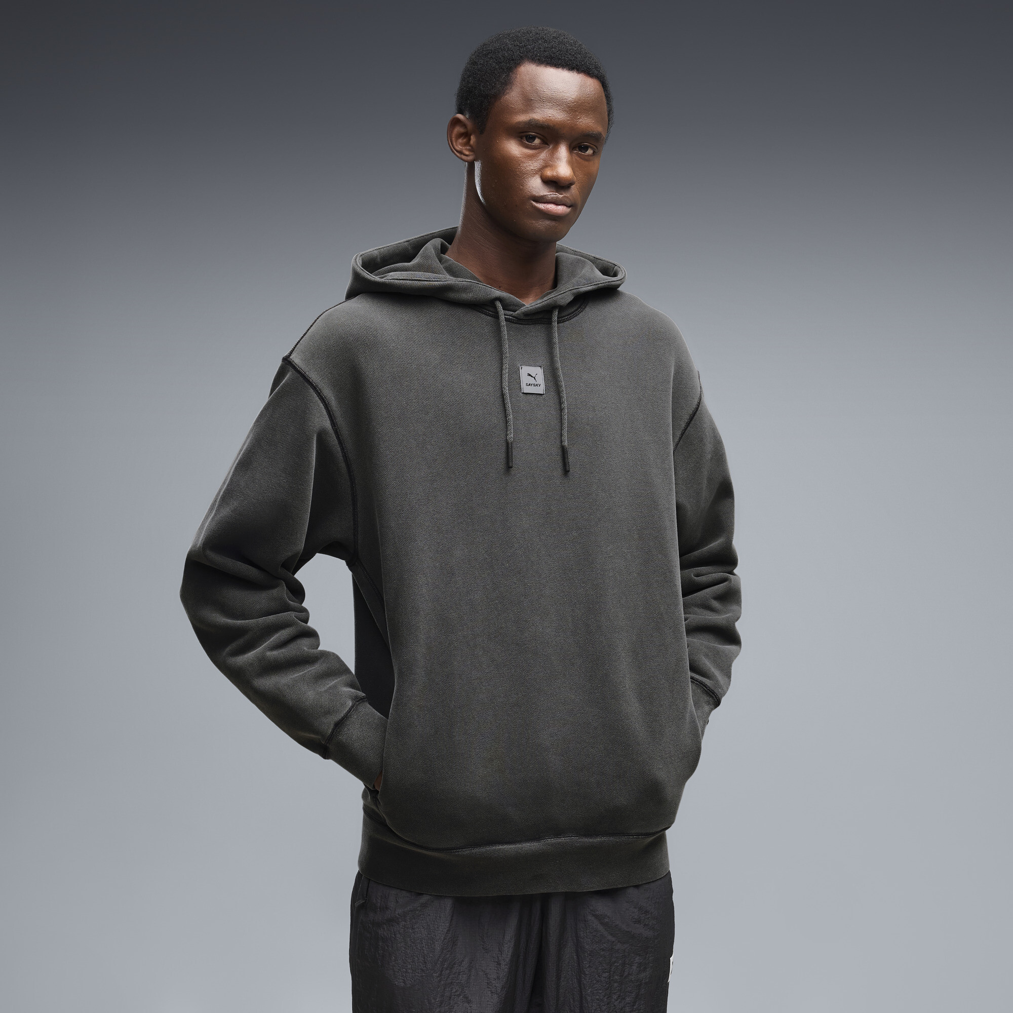 PUMA x SAYSKY Running Graphic Hoodie in Grey, Size S