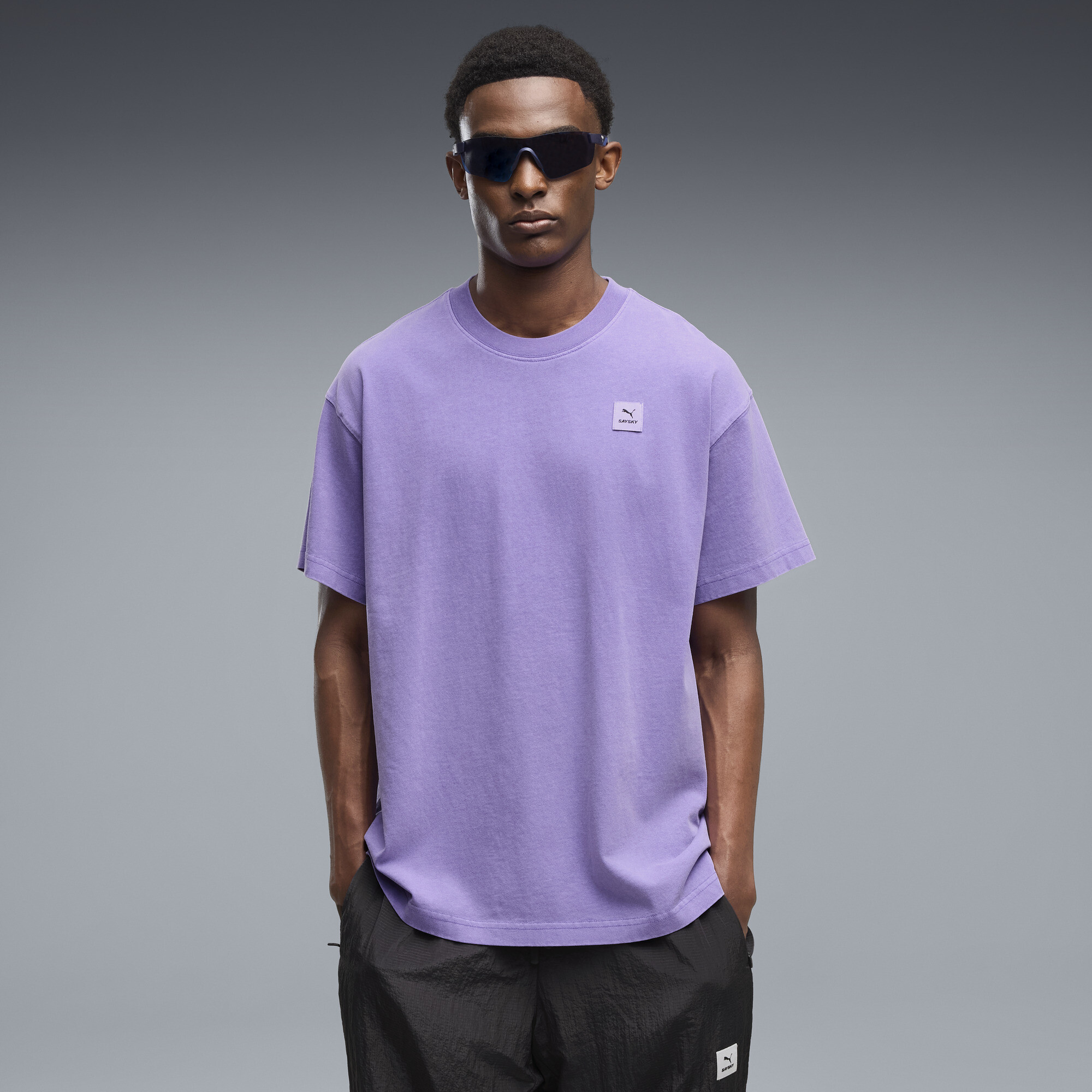 Puma X Saysky Running Graphic Team T-shirt In Purple