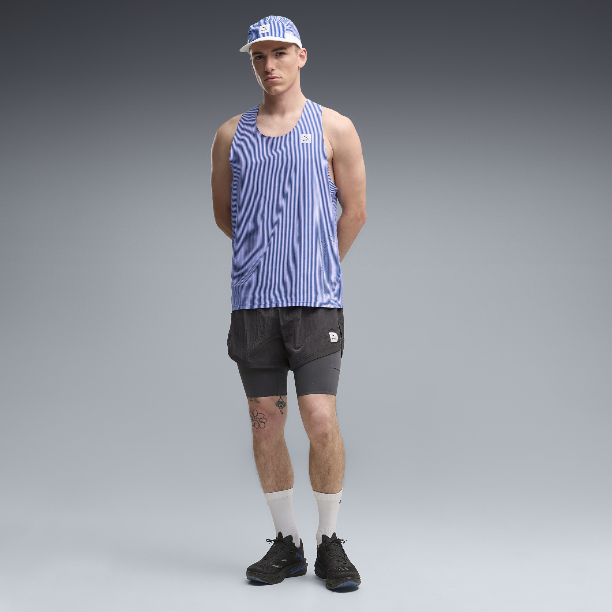 PUMA x SAYSKY Men's 2-in-1 9" Running Shorts in Grey, Size L