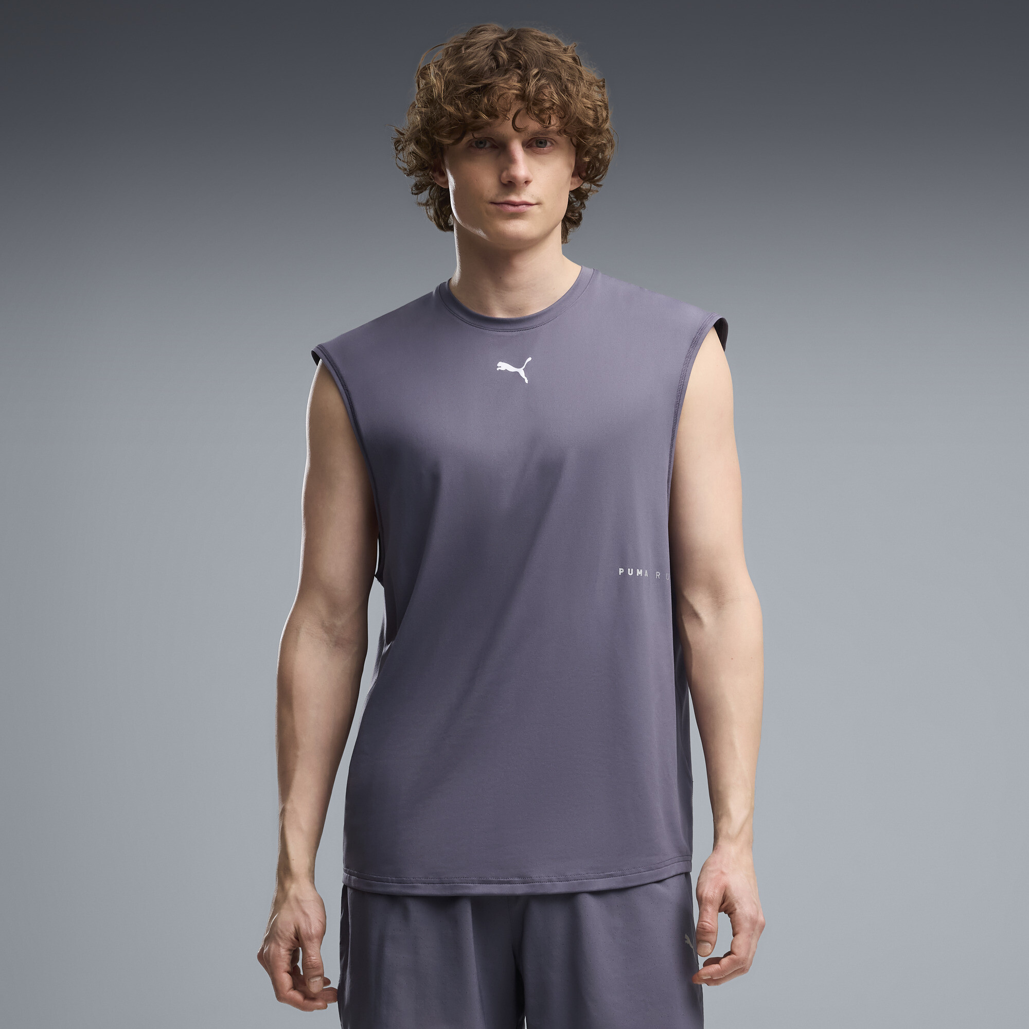 PUMA Brightstride Cloudspun Ultra Soft Men's Sleeveless Running Tank Top in Grey, Size 3XL