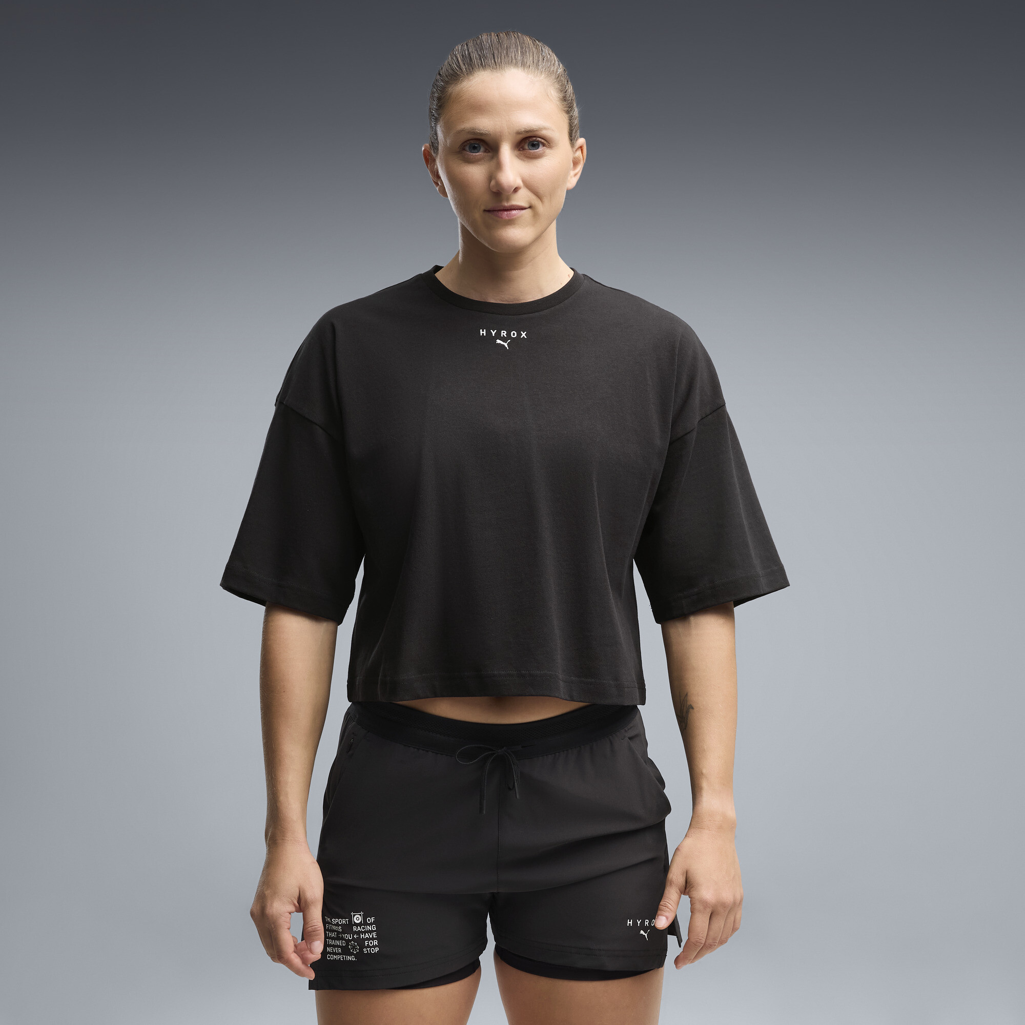 Puma X Hyrox Cropped Lifestyle T-Shirt Damen, Kleidung, Schwarz, M