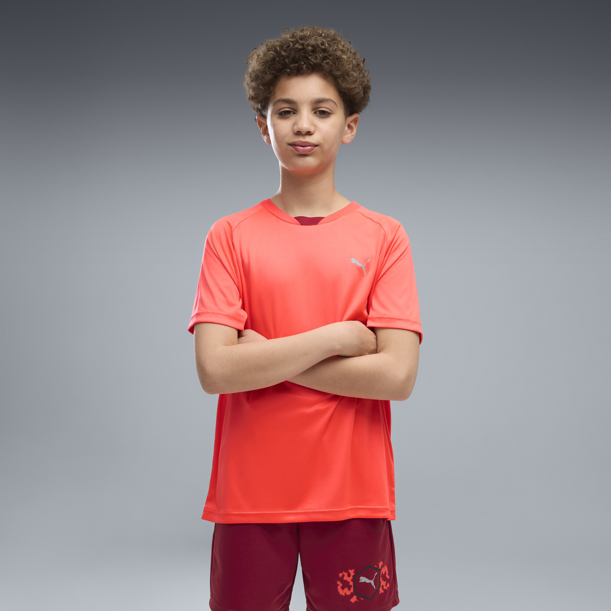 PUMA Active Sports Big Kids' Graphic T-Shirt in Red, Size M