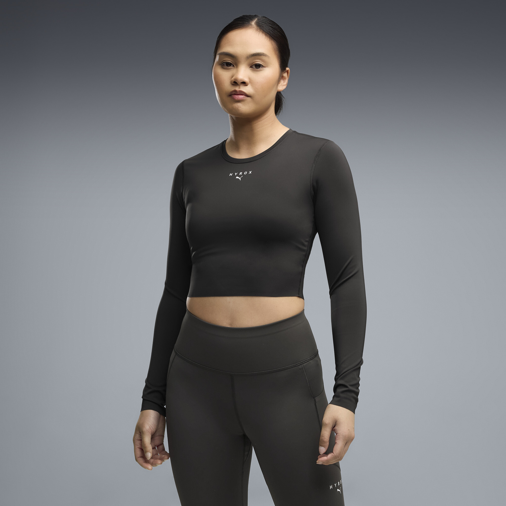 PUMA x HYROX PWRMODE Cropped Langarmshirt Damen, Kleidung, Schwarz, XXL