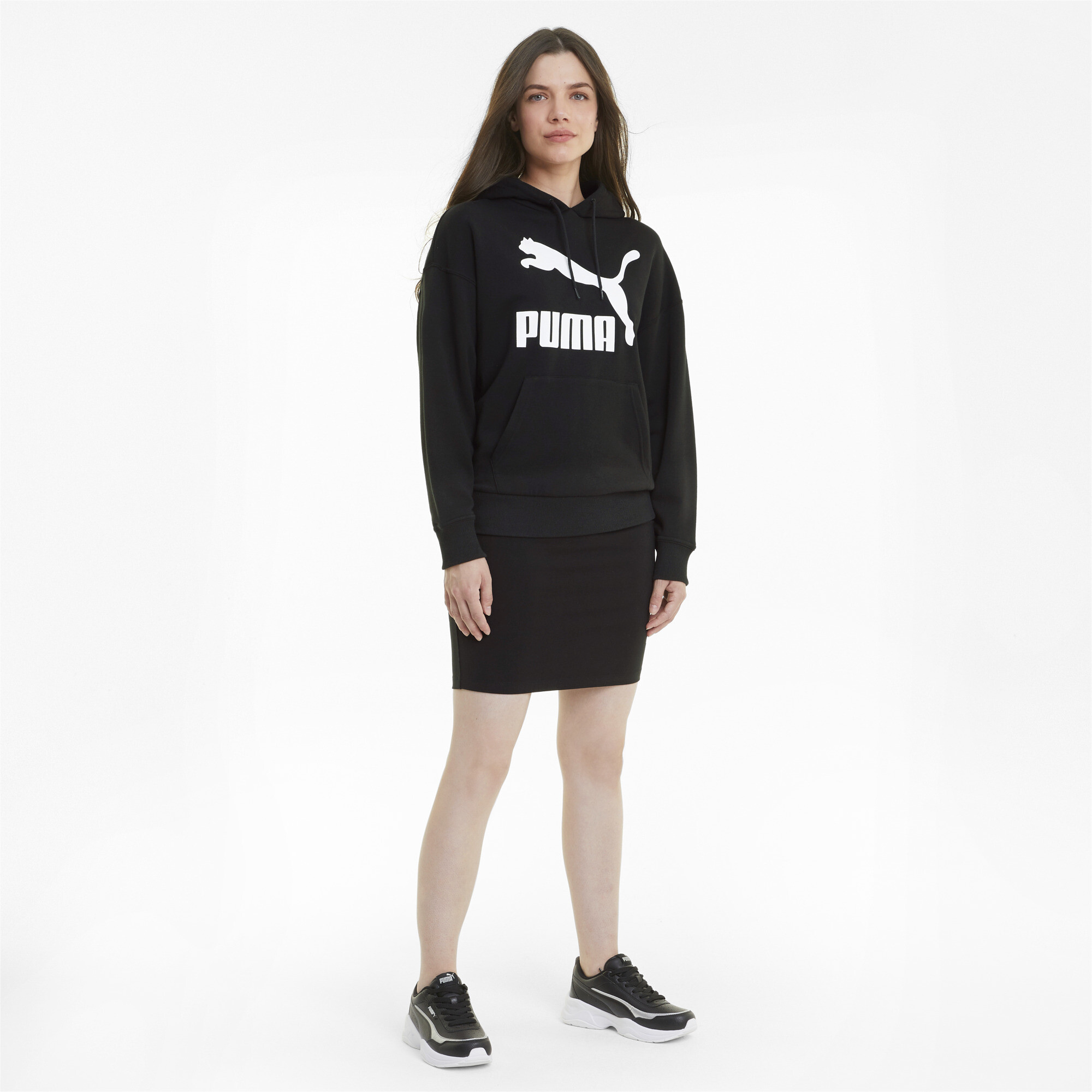 Women's Puma Classics Logo's Hoodie, Black, Size S, Clothing