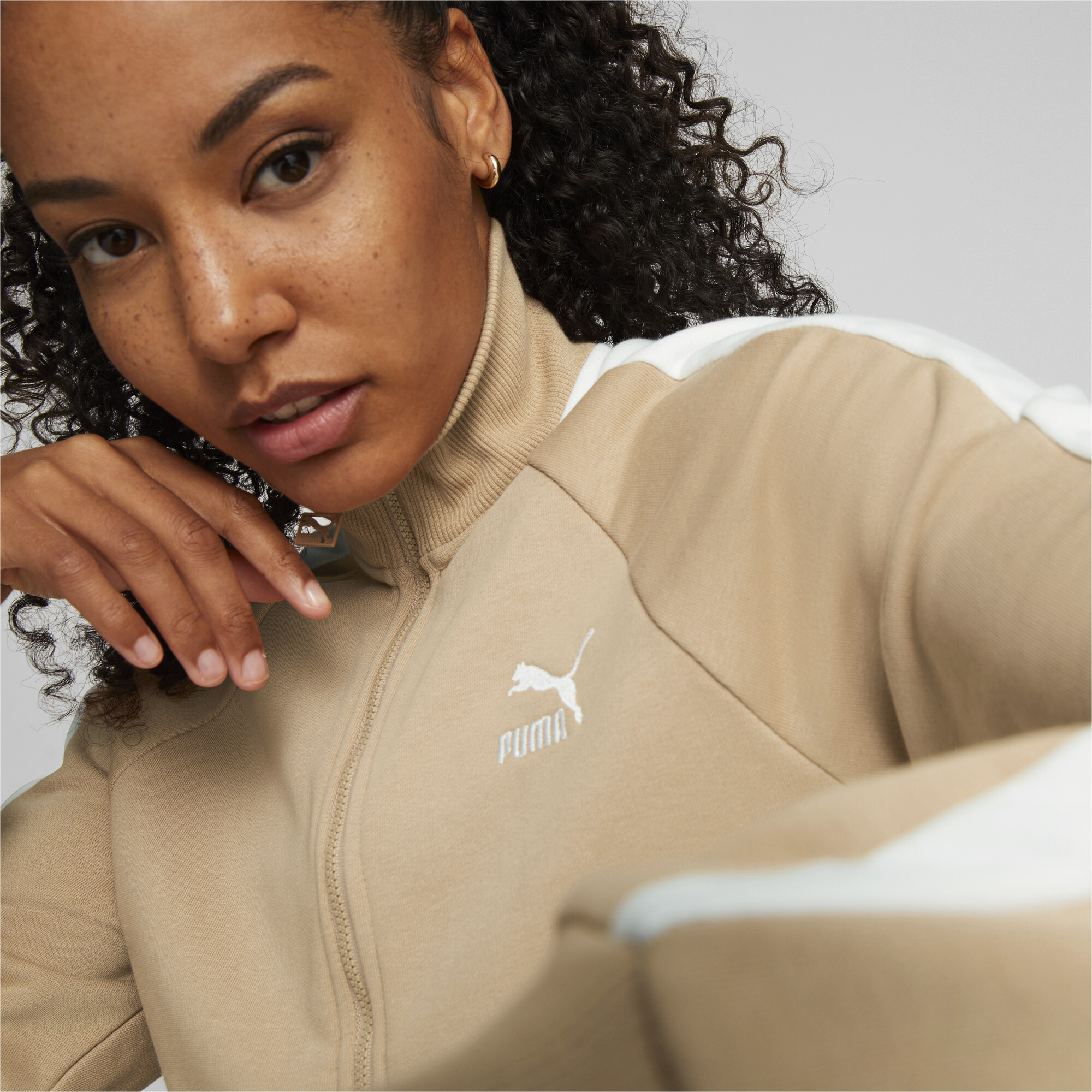 Women's Puma Iconic T7's Track Jacket, Beige, Size XL, Clothing