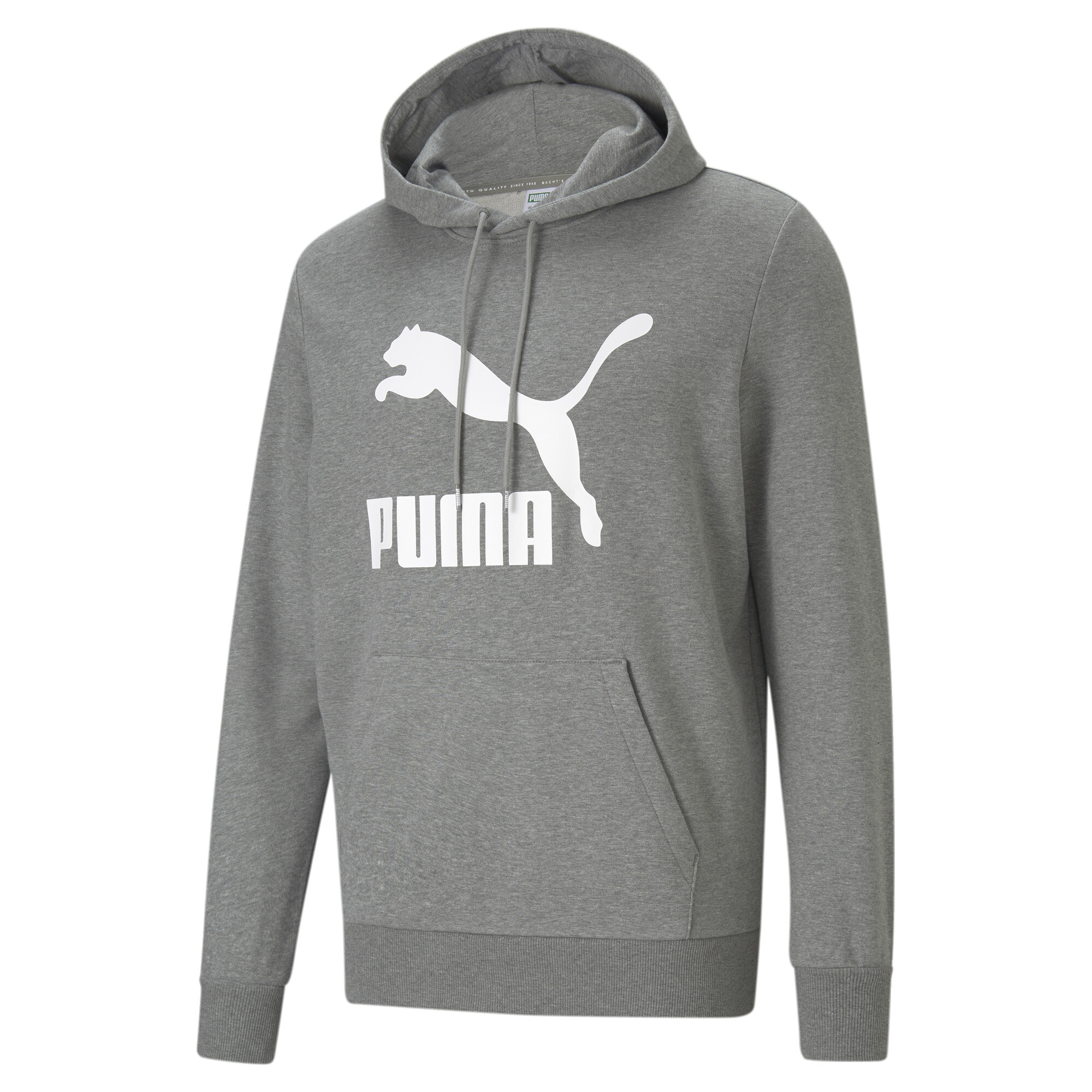 Men's PUMA Classics Logo Hoodie In Heather, Size Large, Cotton