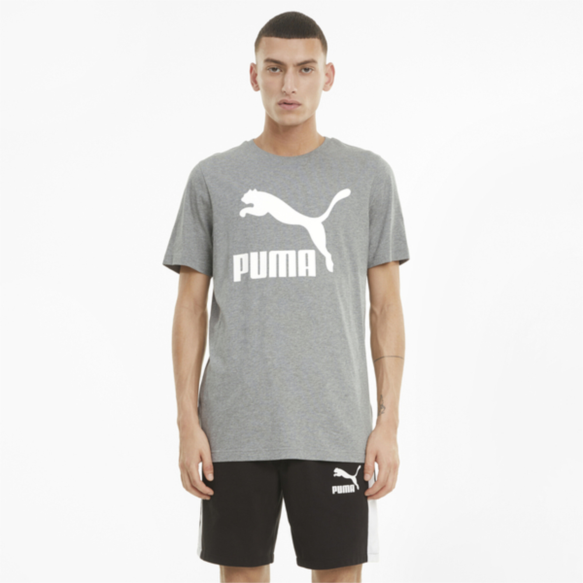 Men's PUMA Classics Logo T-Shirt In Heather, Size XS