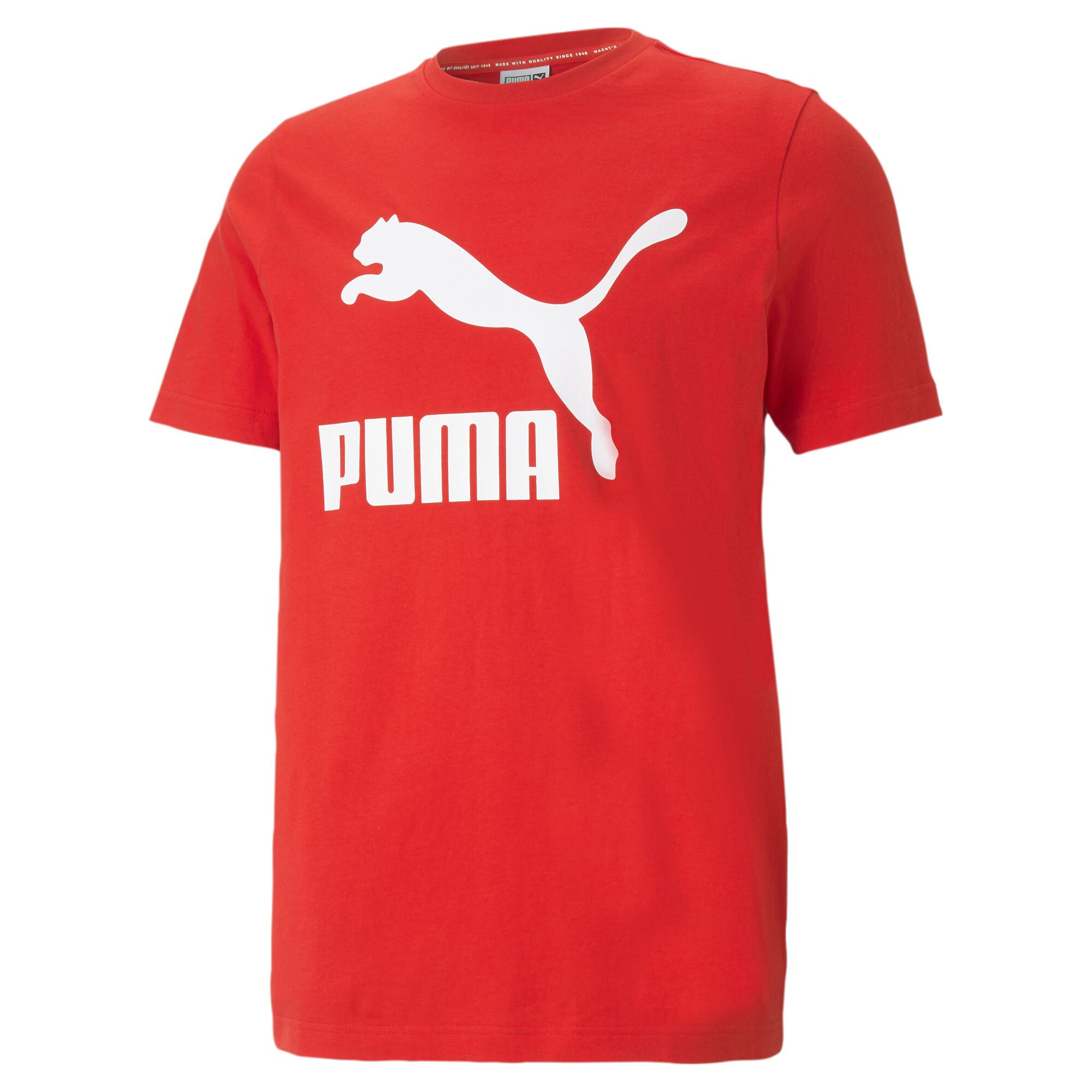 Men's PUMA Classics Logo T-Shirt In Red, Size Small, Cotton