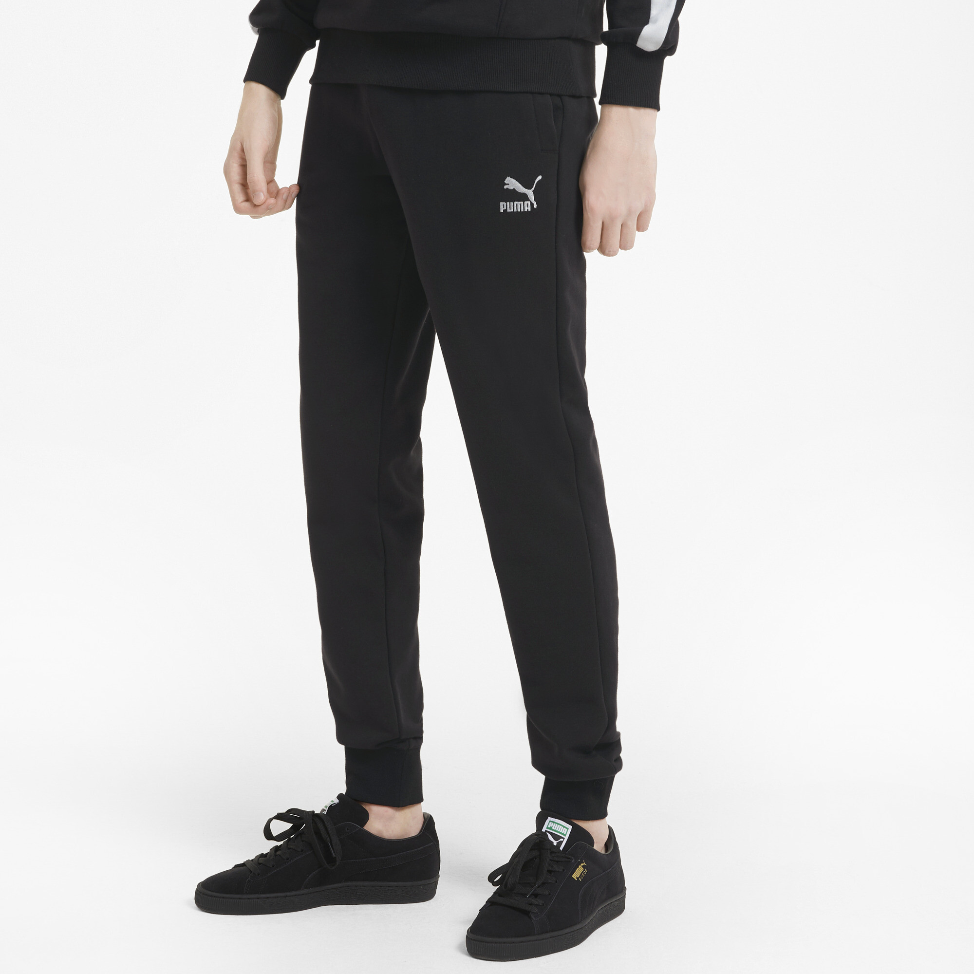 Men's Puma Classics Cuffed Sweatpants, Black, Size S, Clothing