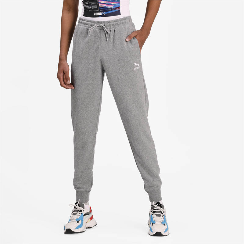 Men's PUMA Classics Cuffed Slim Fit Sweat Cotton Pants in Gray size S