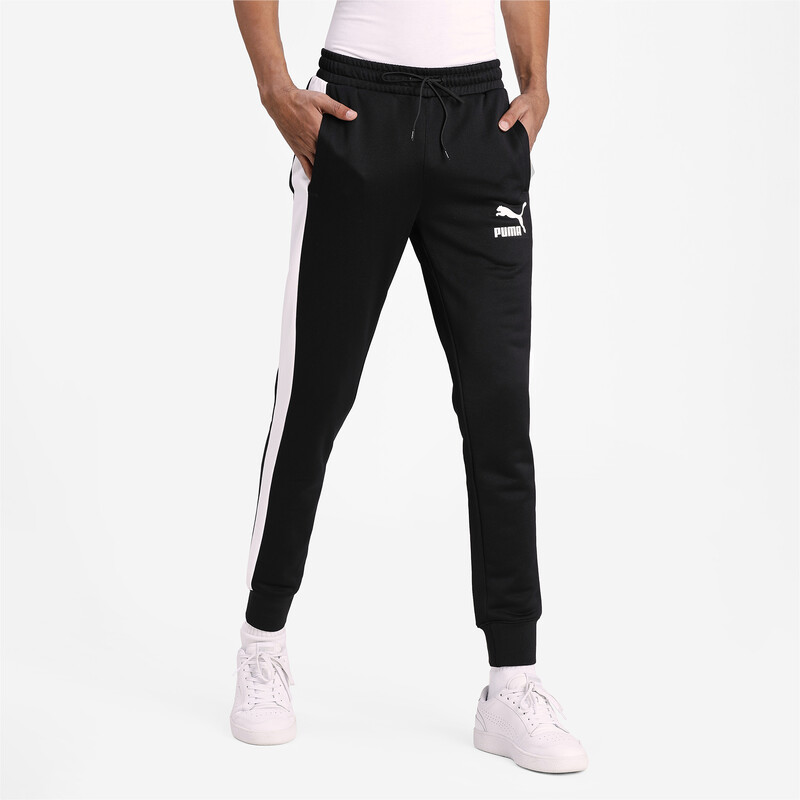Men's PUMA Iconic T7 Slim Fit Track Cotton Pants in Black size M