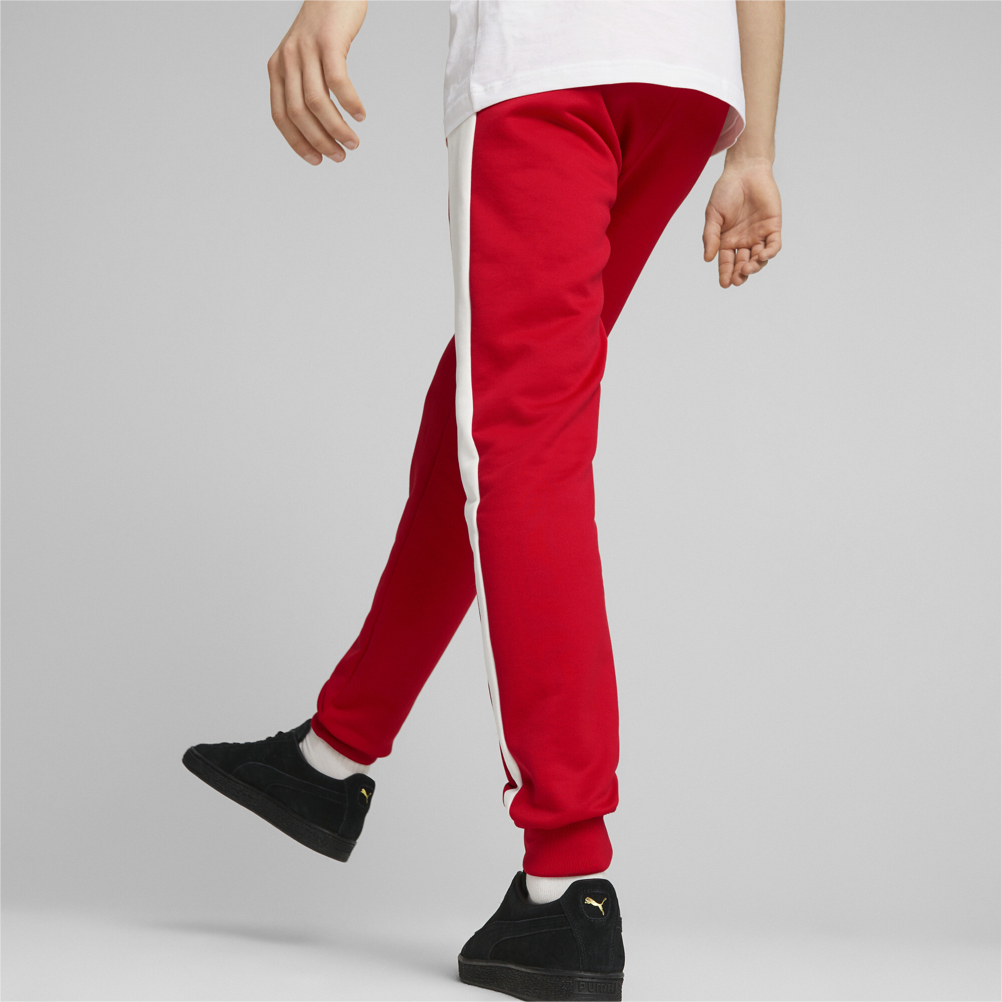 Men's PUMA Iconic T7 Track Pants In Red, Size Small