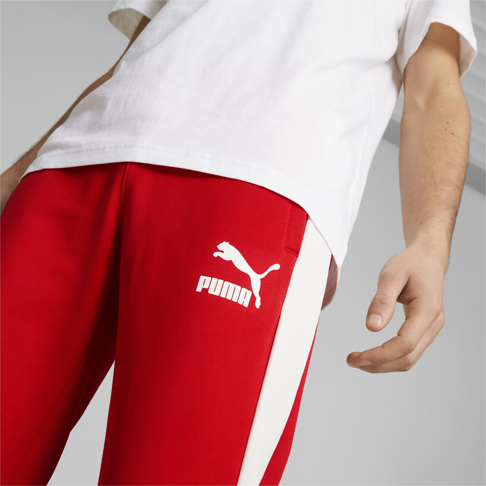 Men's PUMA Iconic T7 Track Pants In Red, Size 2XL
