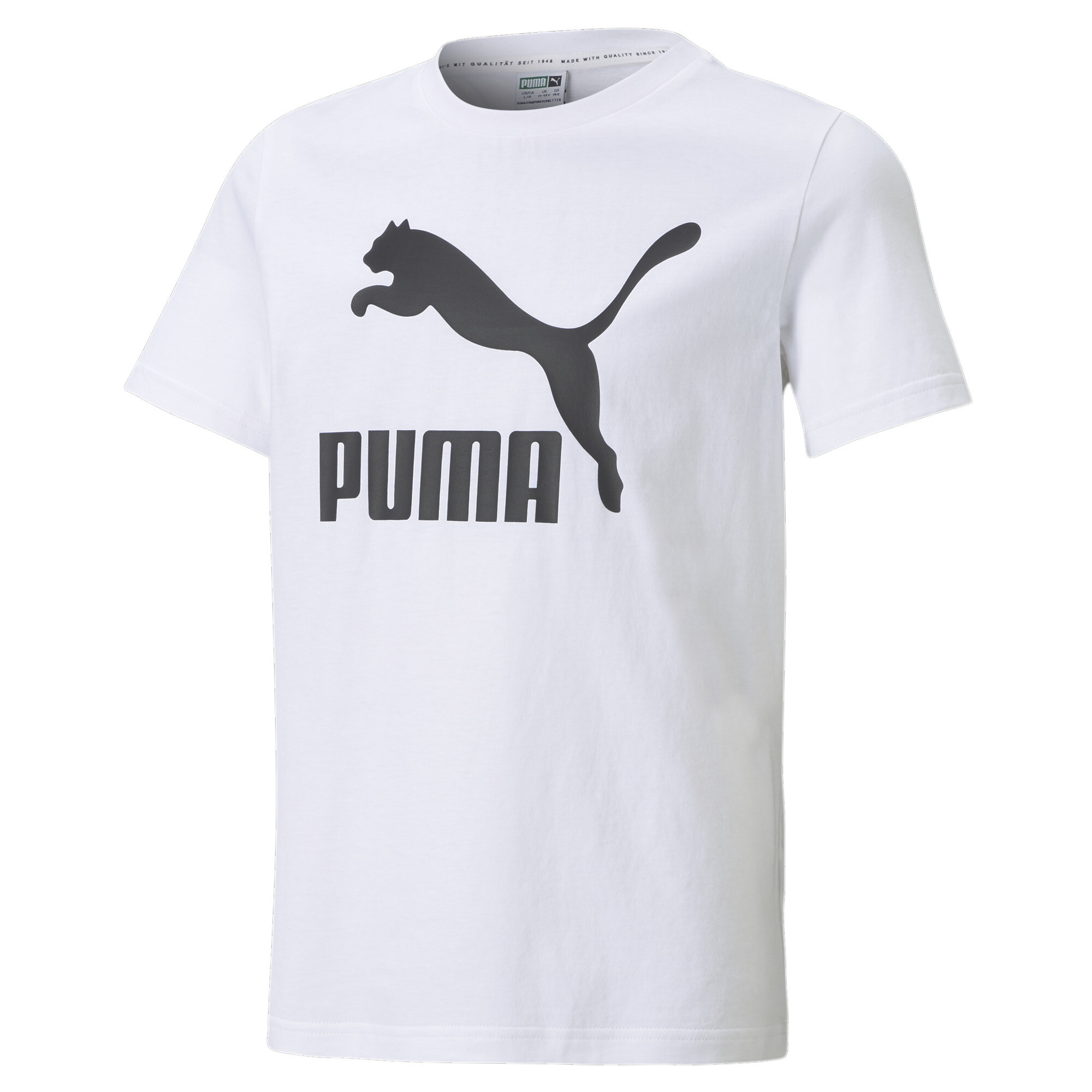 Men's Puma Classics B Youth T-Shirt, White, Size 4-5Y, Clothing