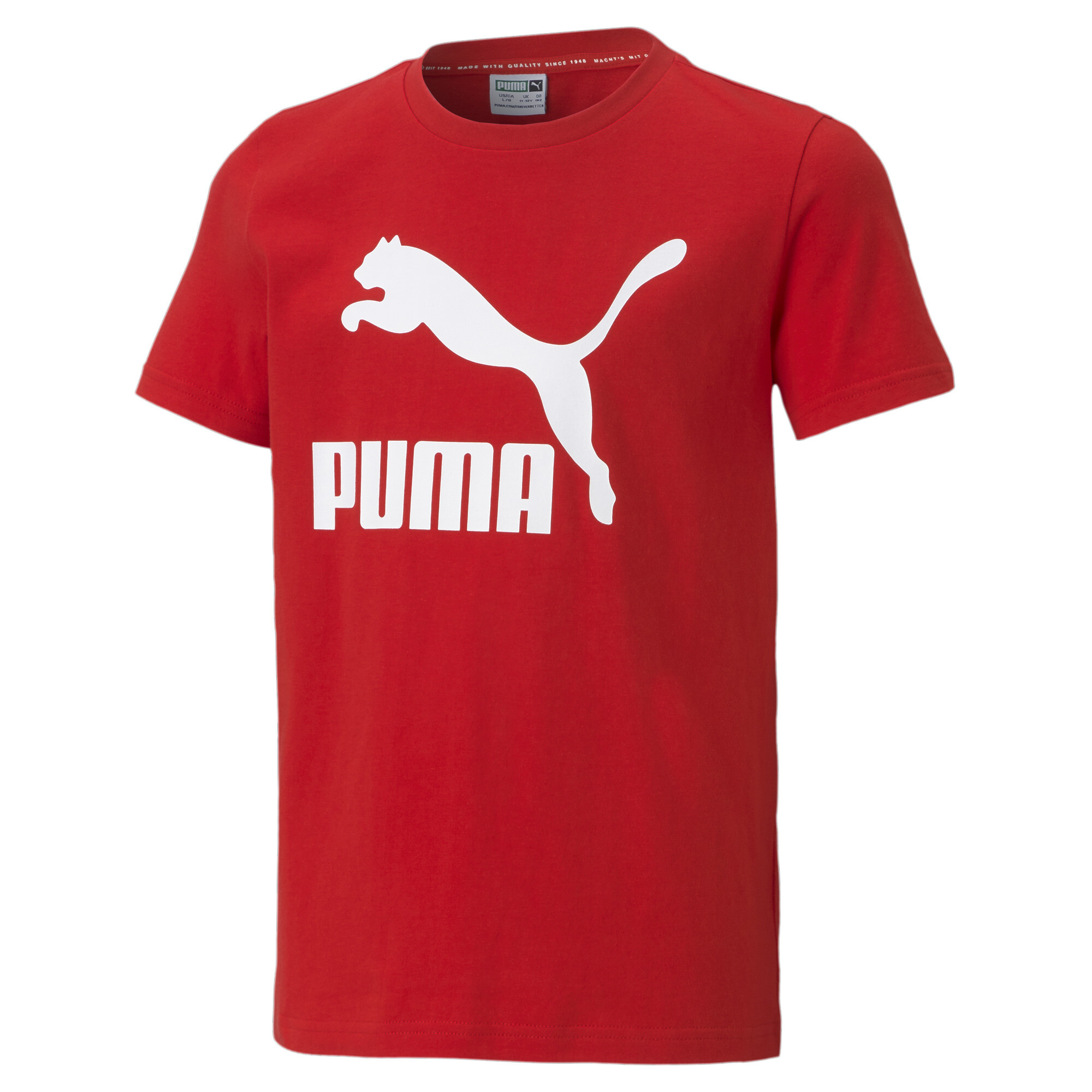 PUMA Classics B T-Shirt In Red, Size 5-6 Youth