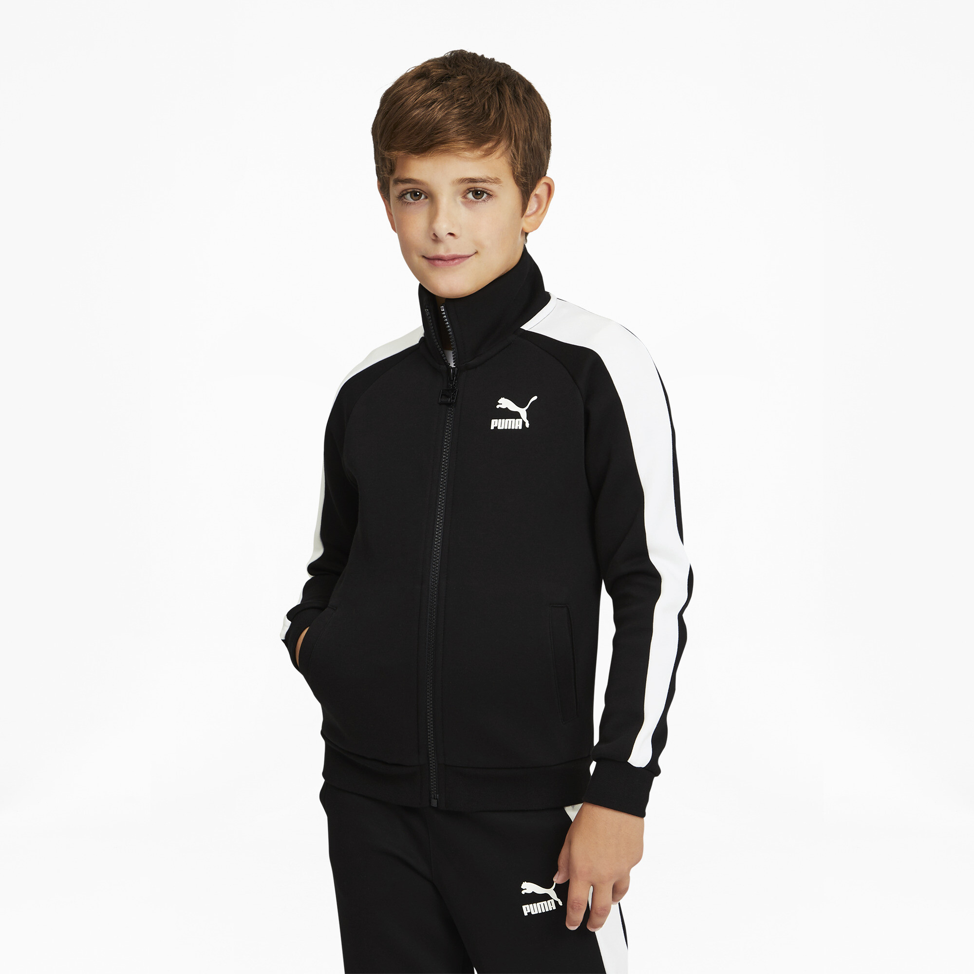 Men's Puma Iconic T7 Track Jacket Youth, Black, Size 13-14Y, Clothing