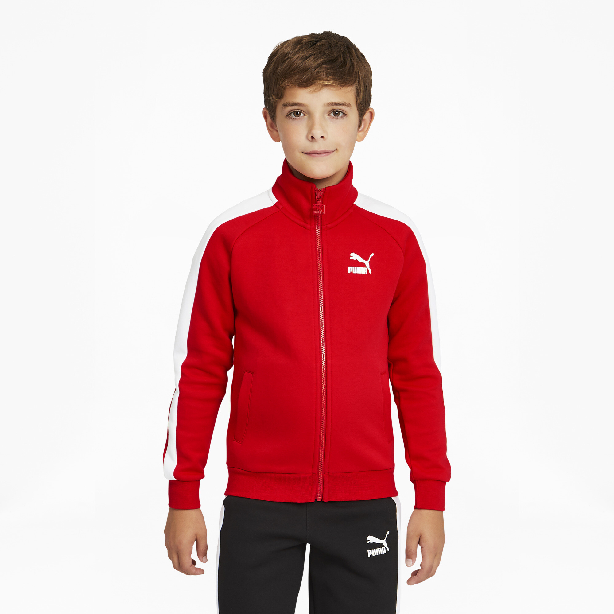 Men's Puma Iconic T7 Track Jacket Youth, Red, Size 11-12Y, Clothing