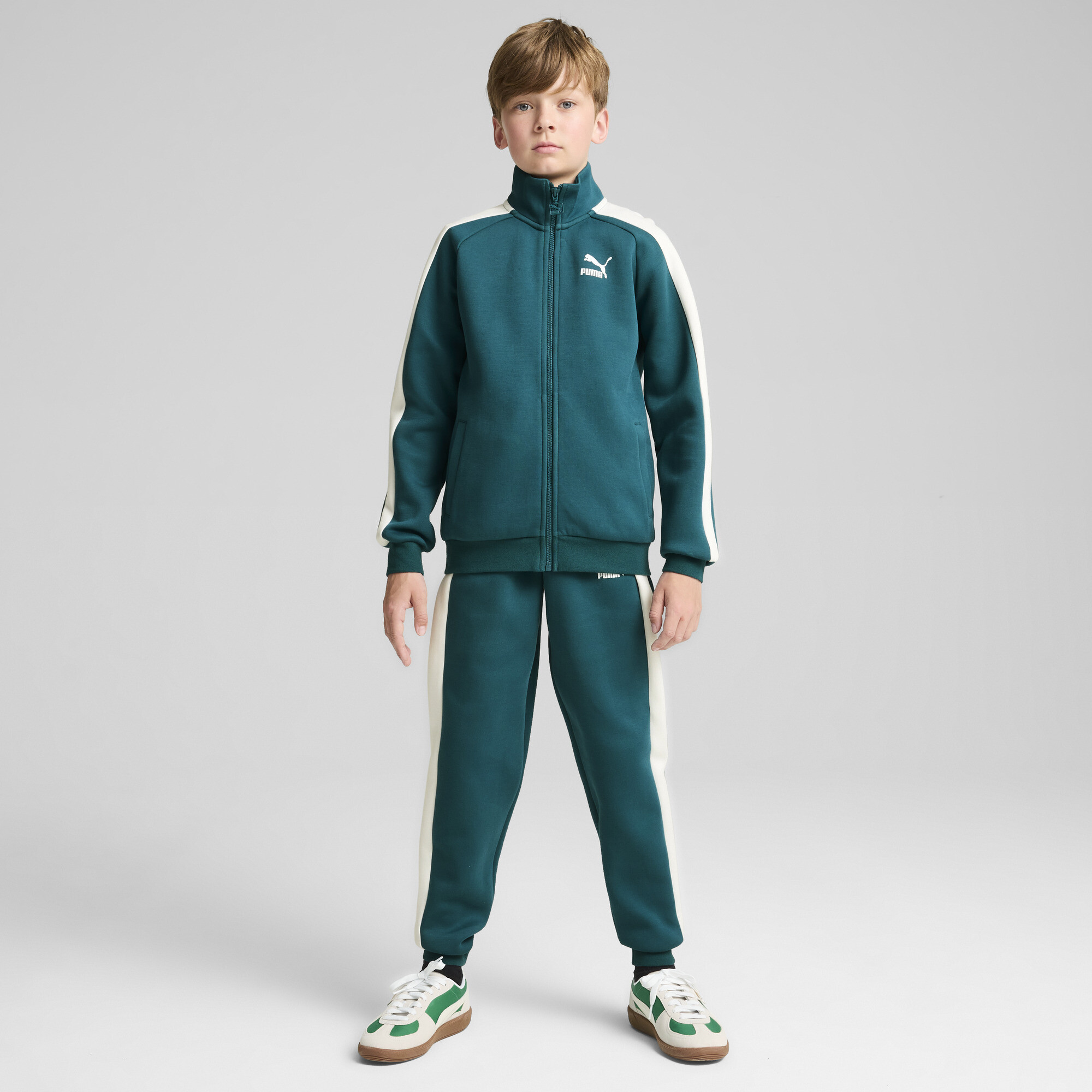 Men's Puma Iconic T7 Track Jacket Youth, Green, Size 4-5Y, Clothing