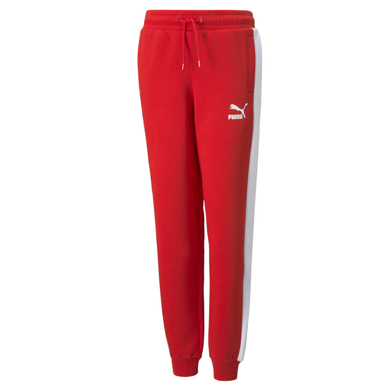 PUMA Iconic T7 Unisex Cotton Cotton Track Pants in Red size 11-12Y
