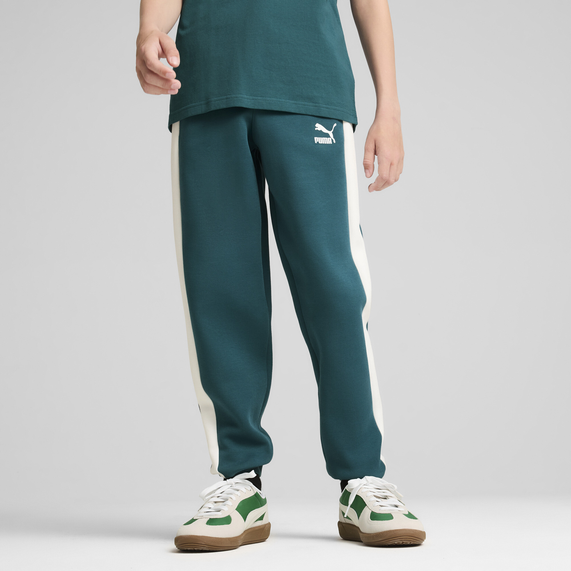 Men's Puma Iconic T7 Track Pants Youth, Green, Size 11-12Y, Clothing