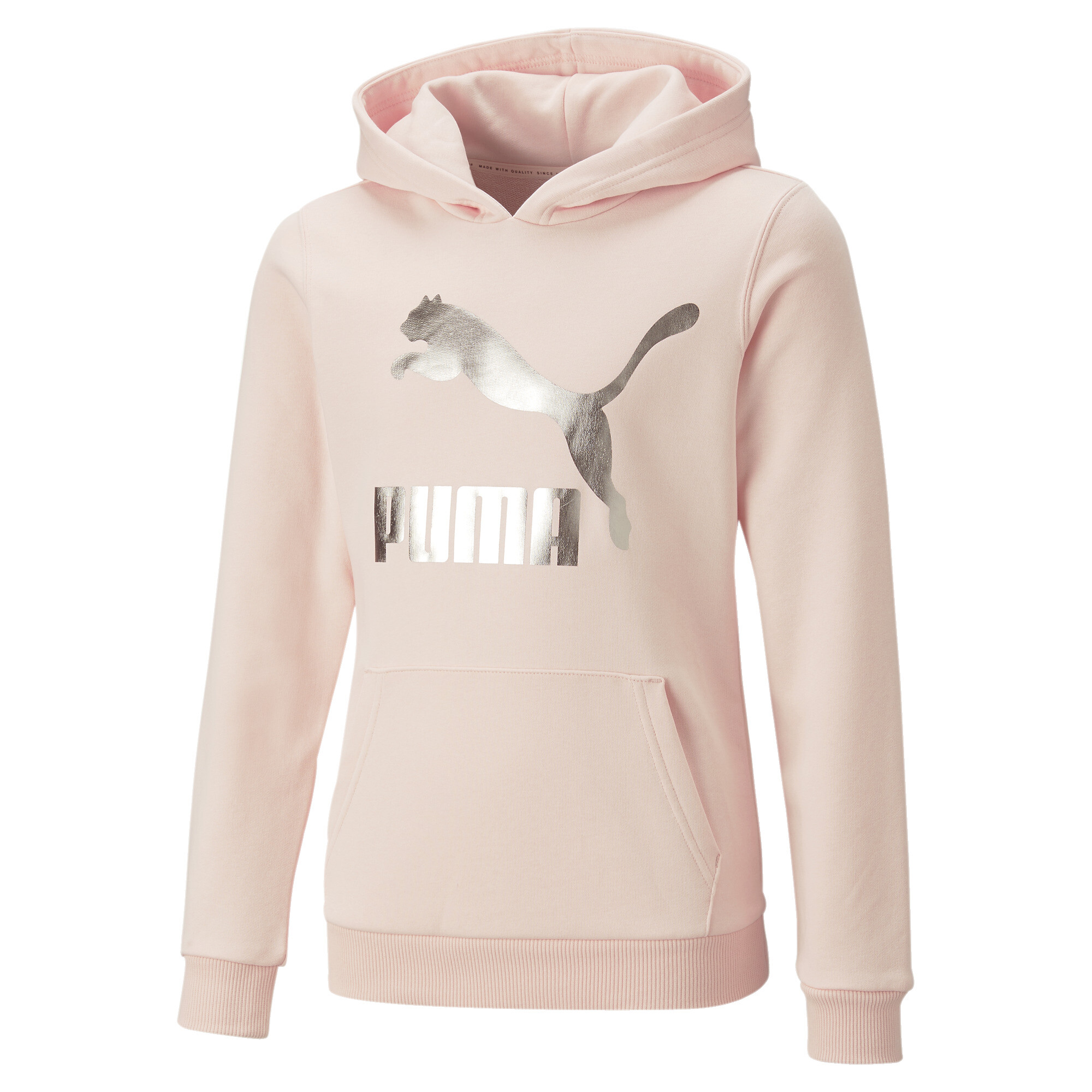 PUMA Classics Logo Hoodie In 70 - Pink, Size 7-8 Youth