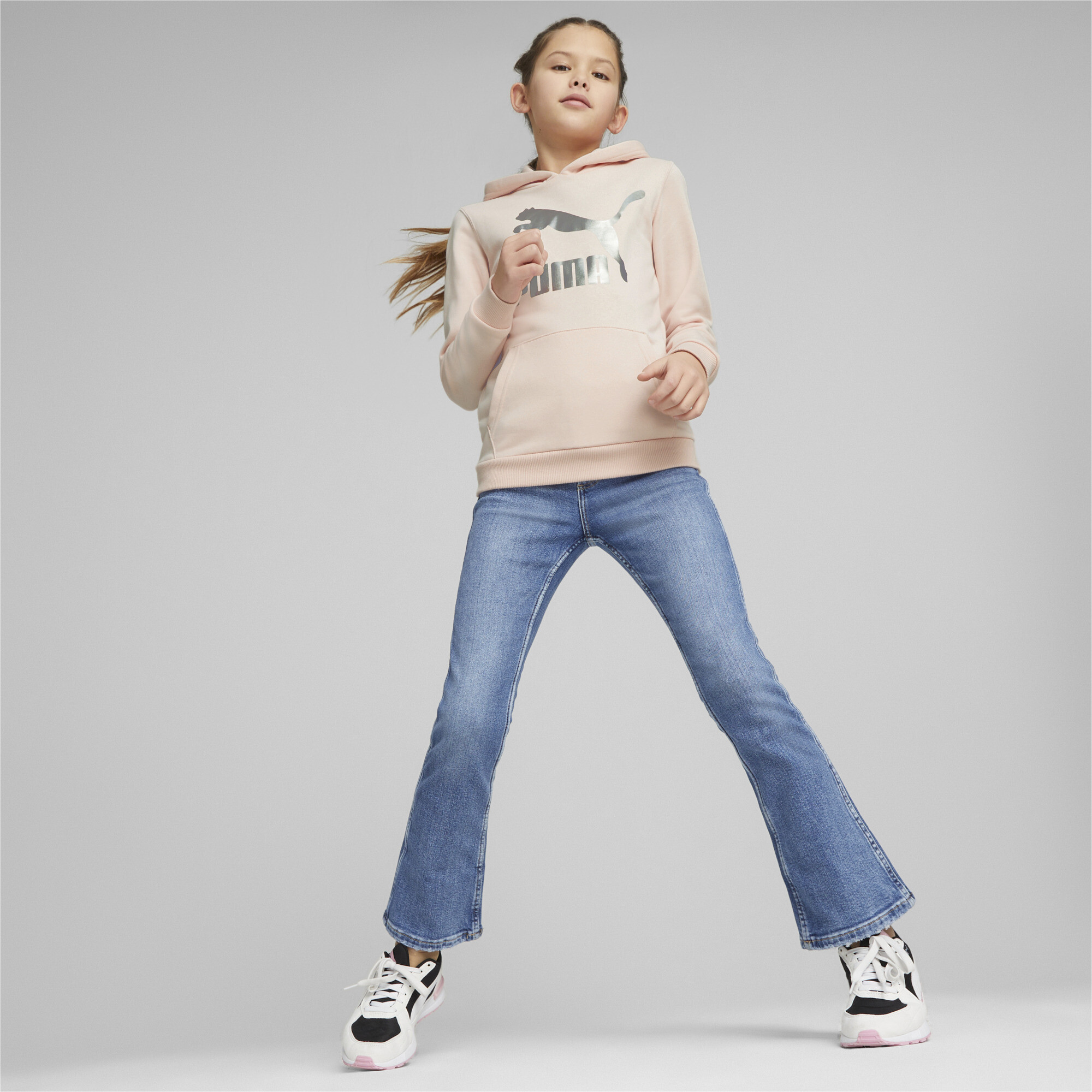PUMA Classics Logo Hoodie In 70 - Pink, Size 3-4 Youth