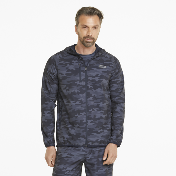 EGW Hooded Men's Golf Jacket, Navy Blazer-Camo, large-ZAF