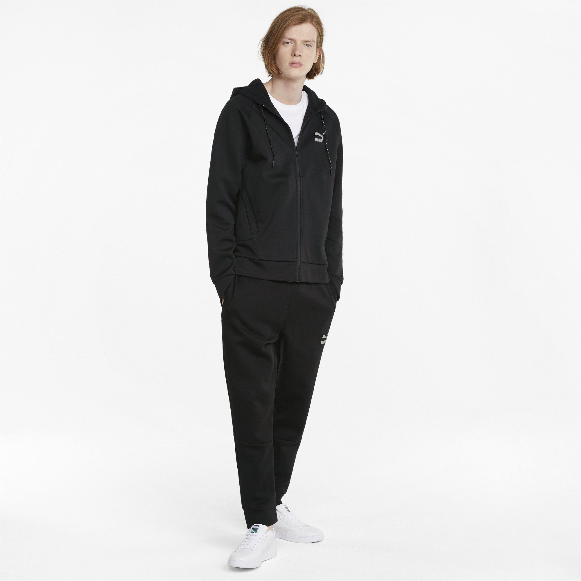 Men's PUMA Classics Tech Full-Zip Hoodie In Black, Size XS