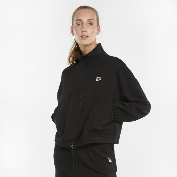 Puma Downtown Half-Zip Women's Jacket In Black, Size Xs