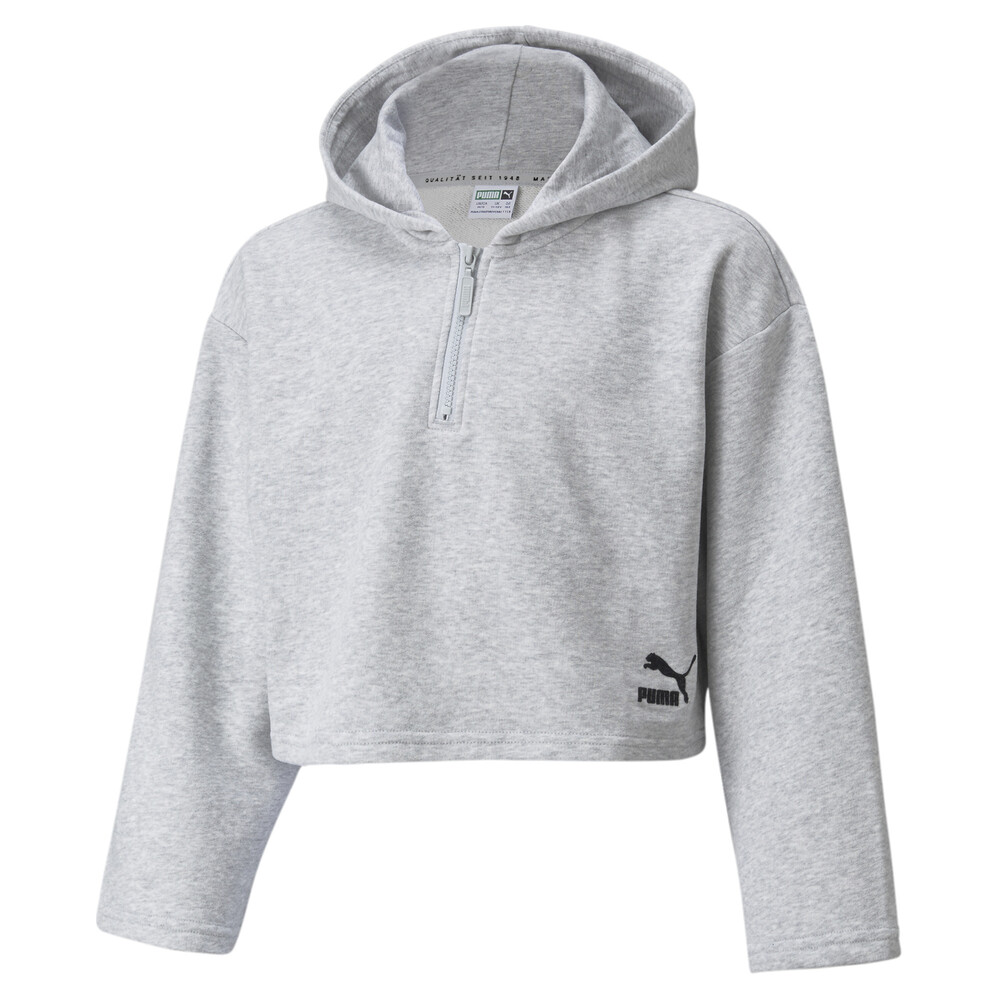 GRL Cropped Youth Hoodie Gray PUMA