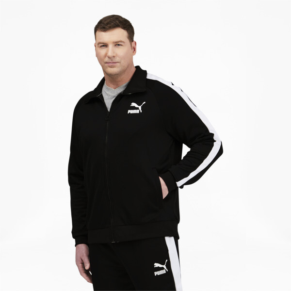 Puma Iconic T7 Men's Track Jacket Big & Tall In Black- White