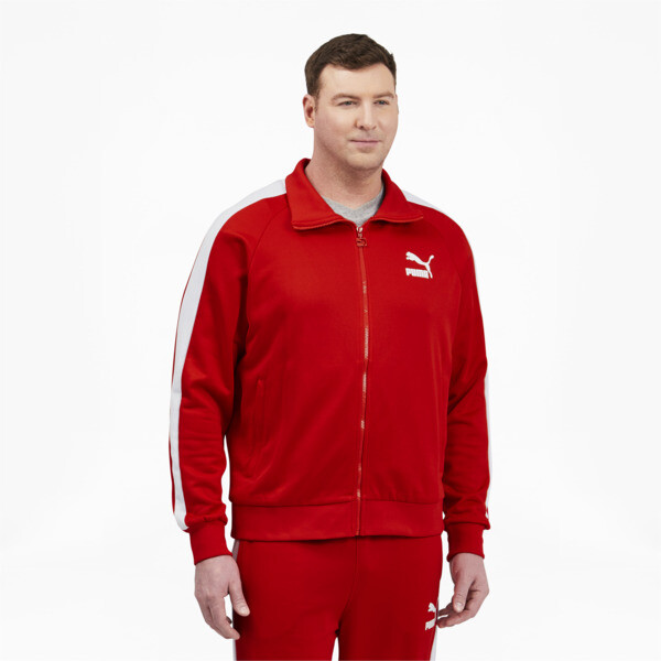 Puma Iconic T7 Men's Track Jacket Big & Tall In High Risk Red- White