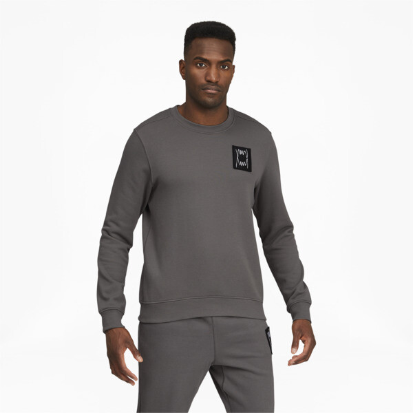 Puma Pivot Special Men's Crewneck Sweatshirt In Charcoal Grey Garment Wash, Size S