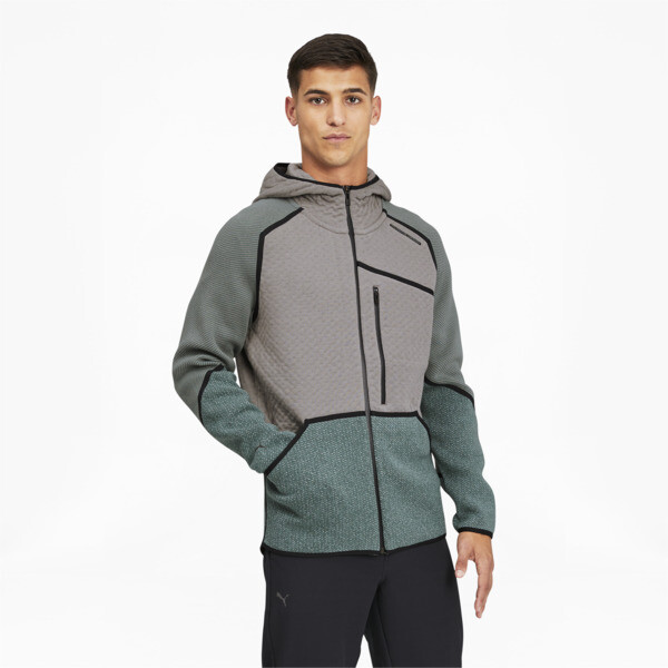 puma porsche design evoknit men's midlayer jacket in steeple grey, size xs