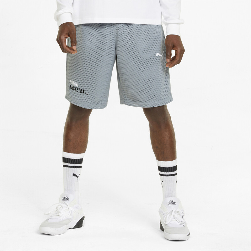 

Men's PUMA Mesh Practice Knitted Shorts, White/silver