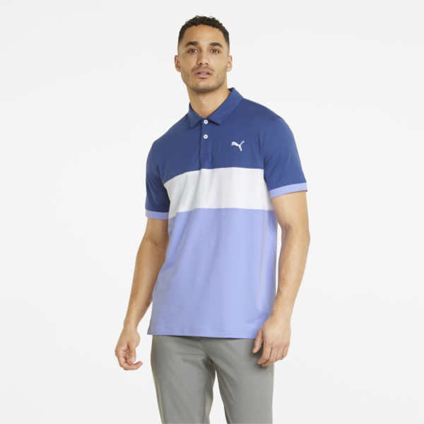 CLOUDSPUN Highway Men's Golf Polo Shirt, Blazing Blue-Lavendar Pop, large-ZAF