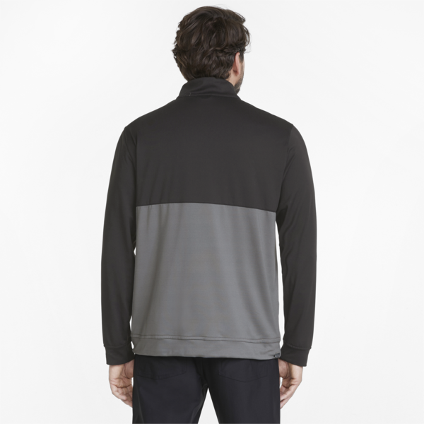Gamer Colourblock Quarter-Zip Men’s Golf Pullover, Puma Black-QUIET SHADE, large-ZAF