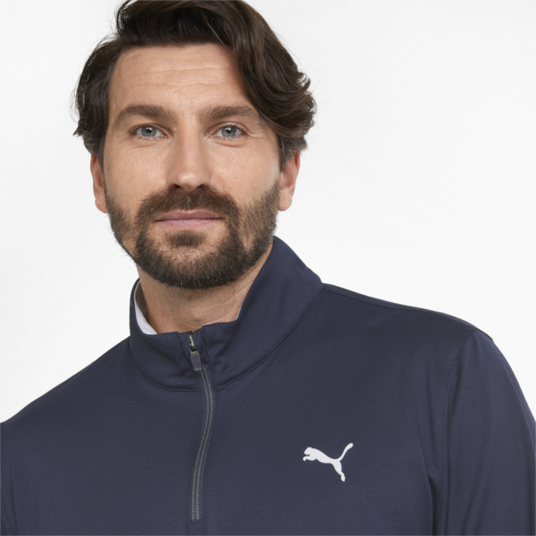 Gamer Colourblock Quarter-Zip Men’s Golf Pullover, Navy Blazer-Bright White, large-ZAF