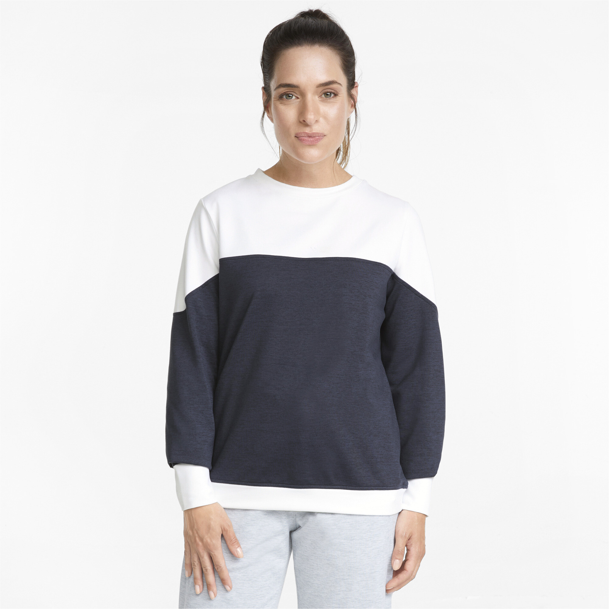 Women's Puma CLOUDSPUN Bloom Crew Neck's Golf Sweatshirt, White, Size XXL, Clothing