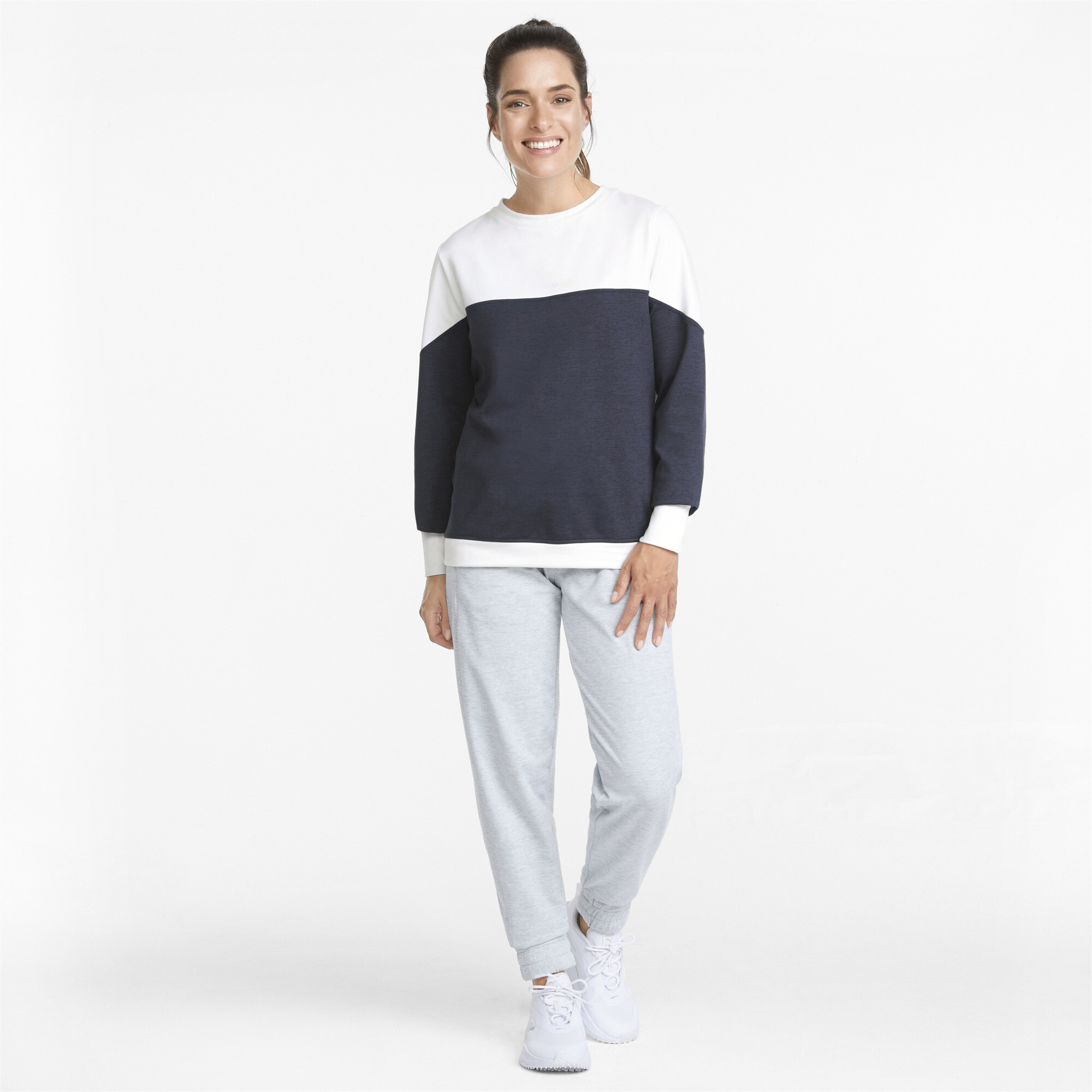 Women's Puma CLOUDSPUN Bloom Crew Neck's Golf Sweatshirt, White, Size M, Clothing
