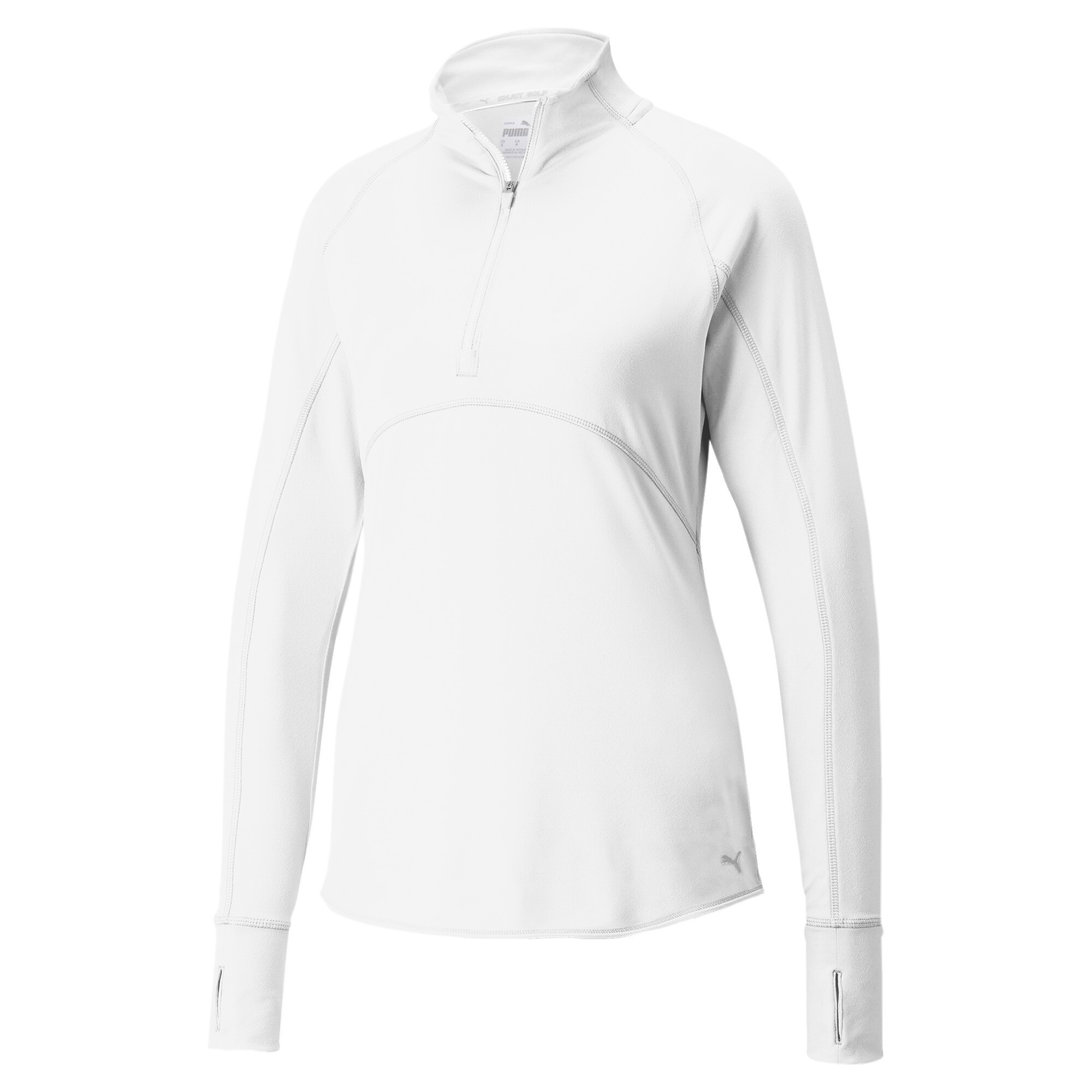 Women's Puma Gamer Quarter-Zip's Golf Pullover Top, White, Size M, Clothing