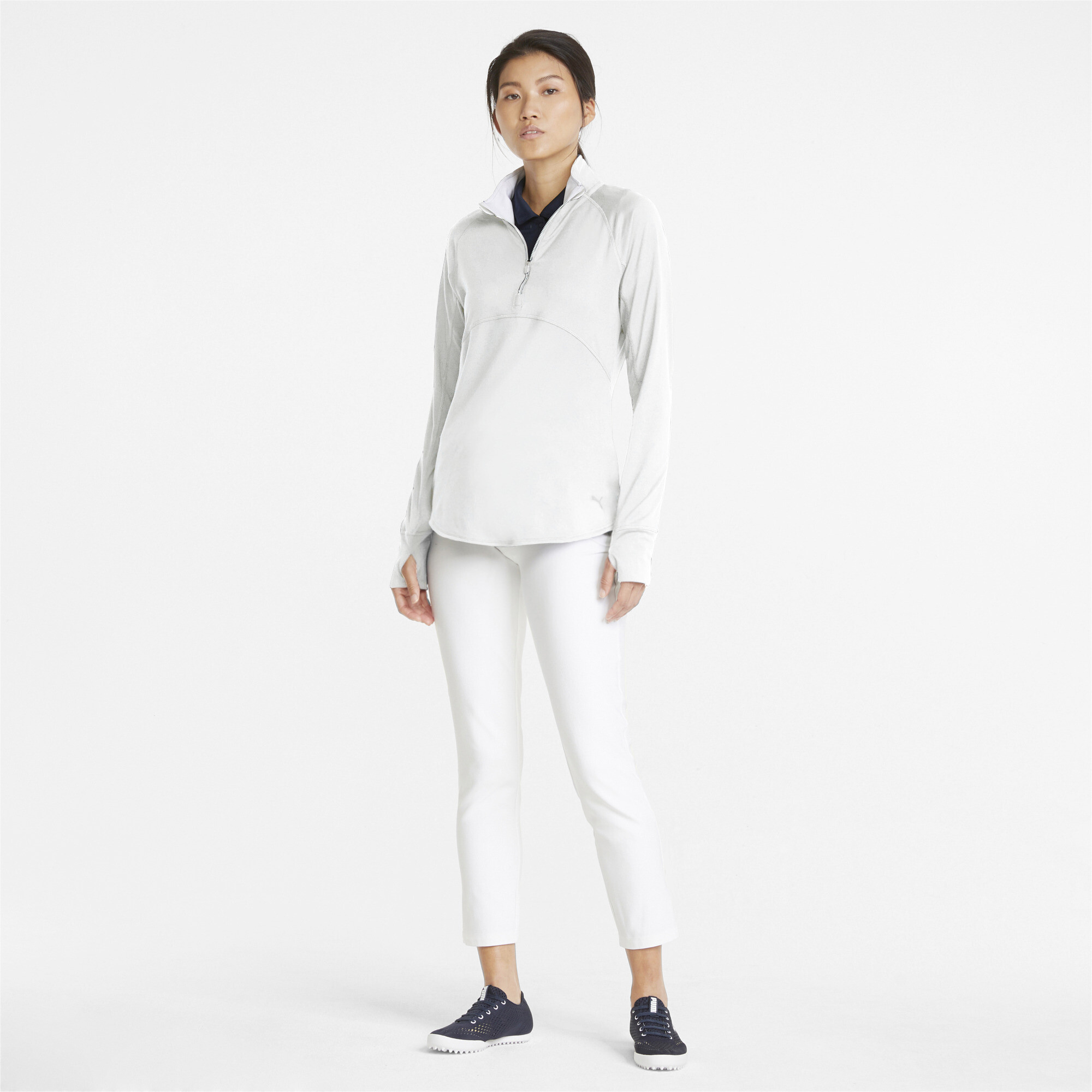 Women's Puma Gamer Quarter-Zip Golf Pullover Top, White, Size S, Clothing